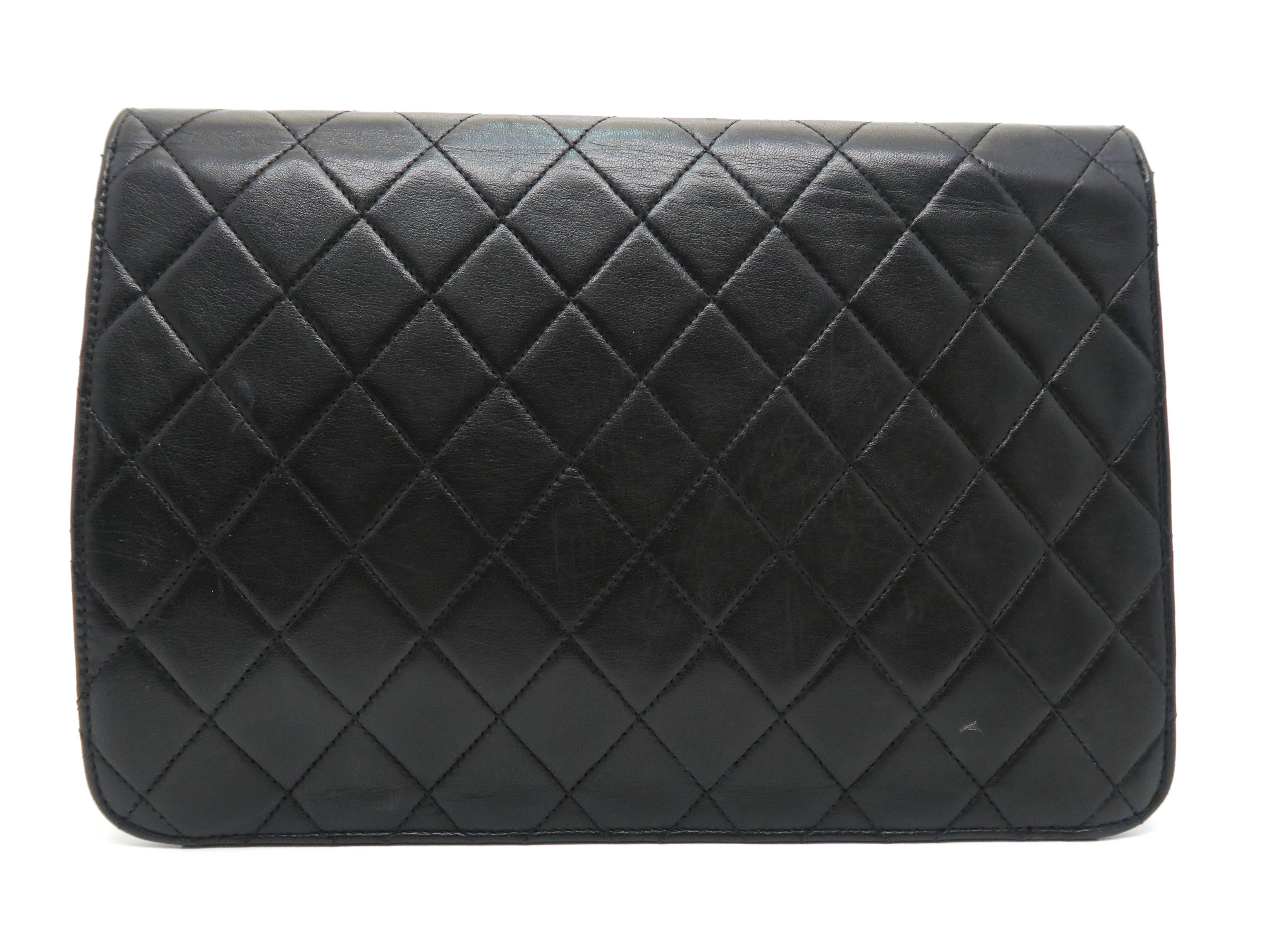 Chanel Black Quilting Lambskin Leather Shoulder Bag In Good Condition For Sale In Kowloon, HK