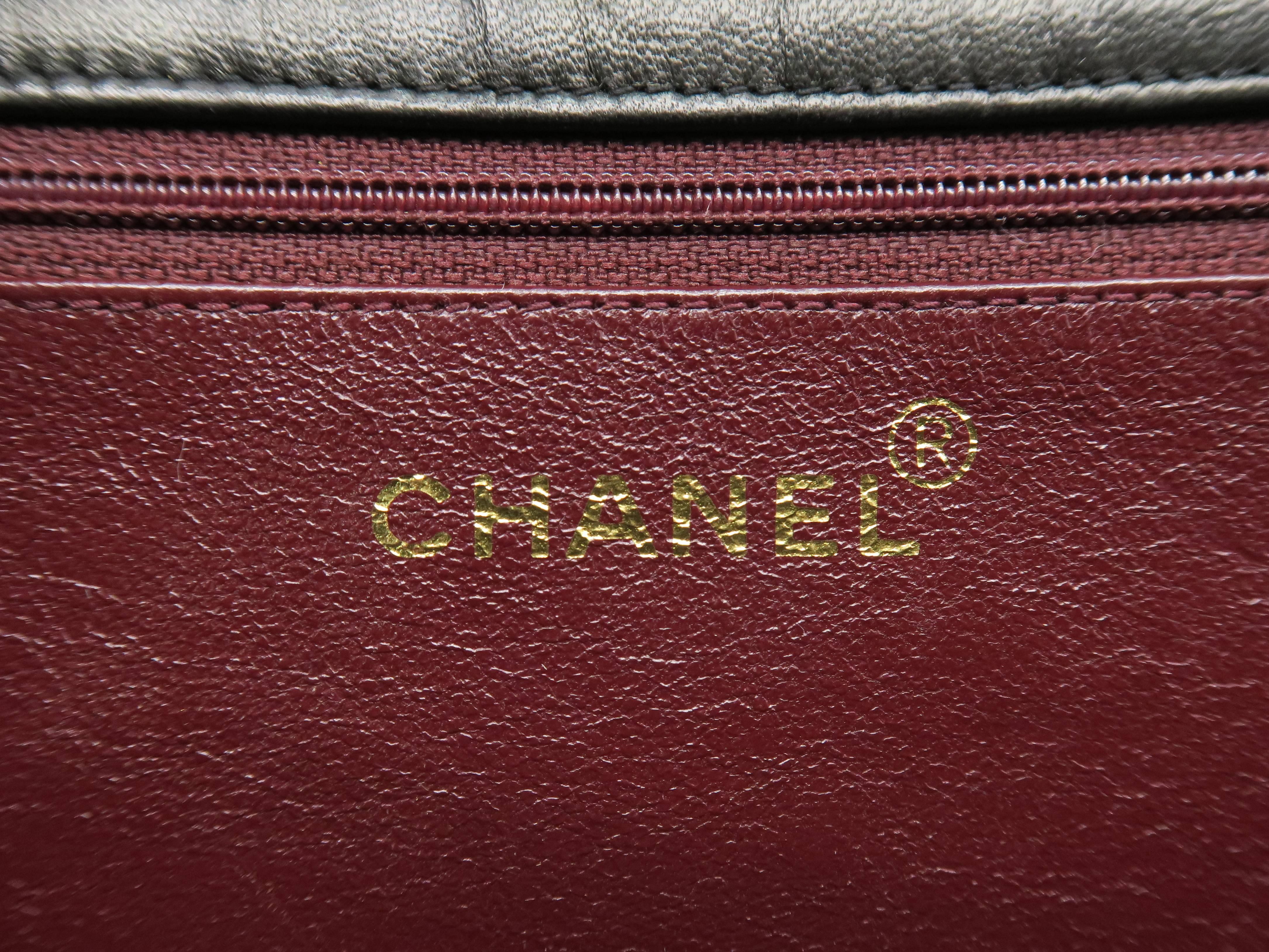 Chanel Black Quilting Lambskin Leather Shoulder Bag For Sale 5