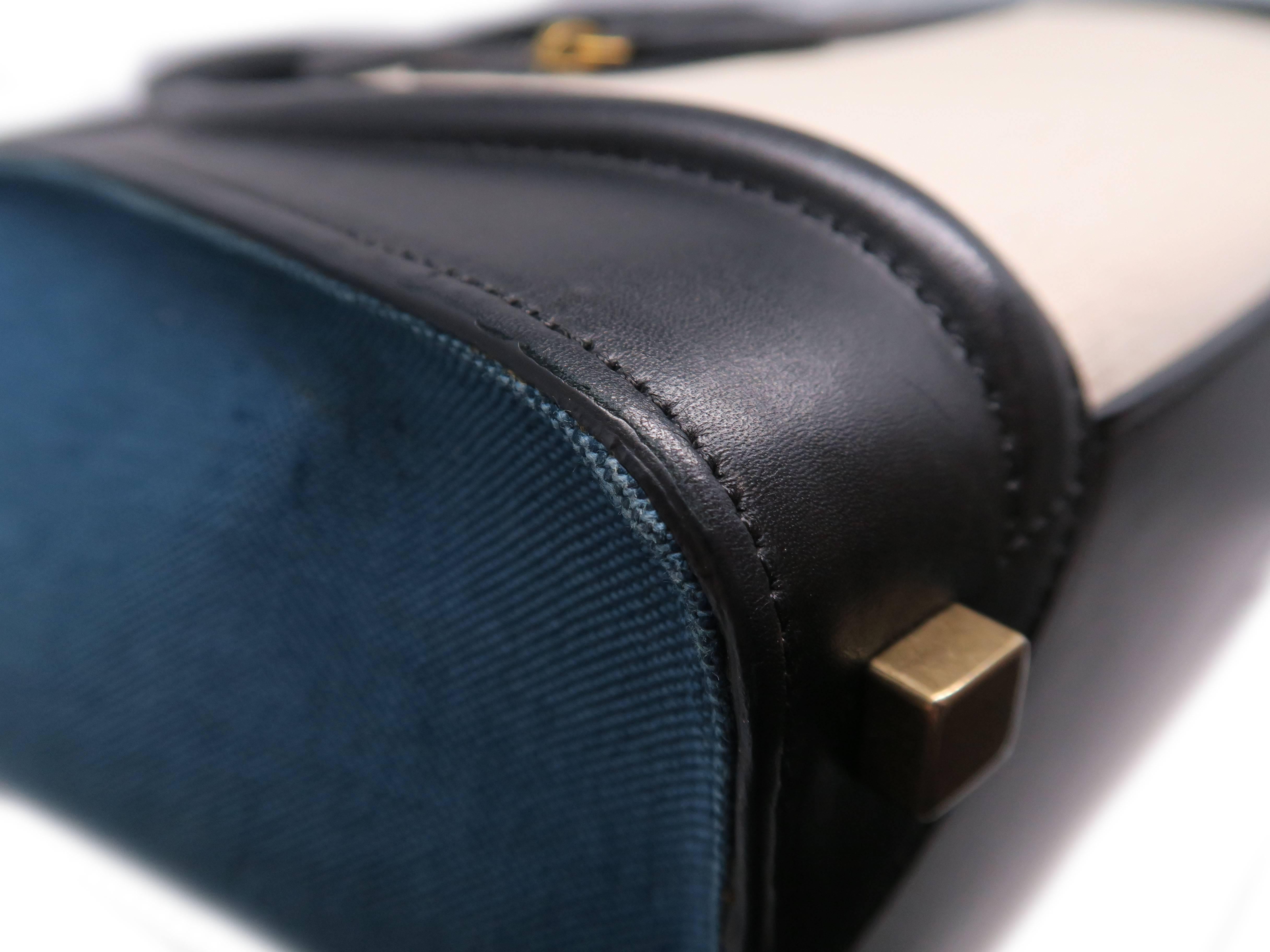 Celine Lugguage Black/ Beige Calfskin Leather Handbag For Sale 1