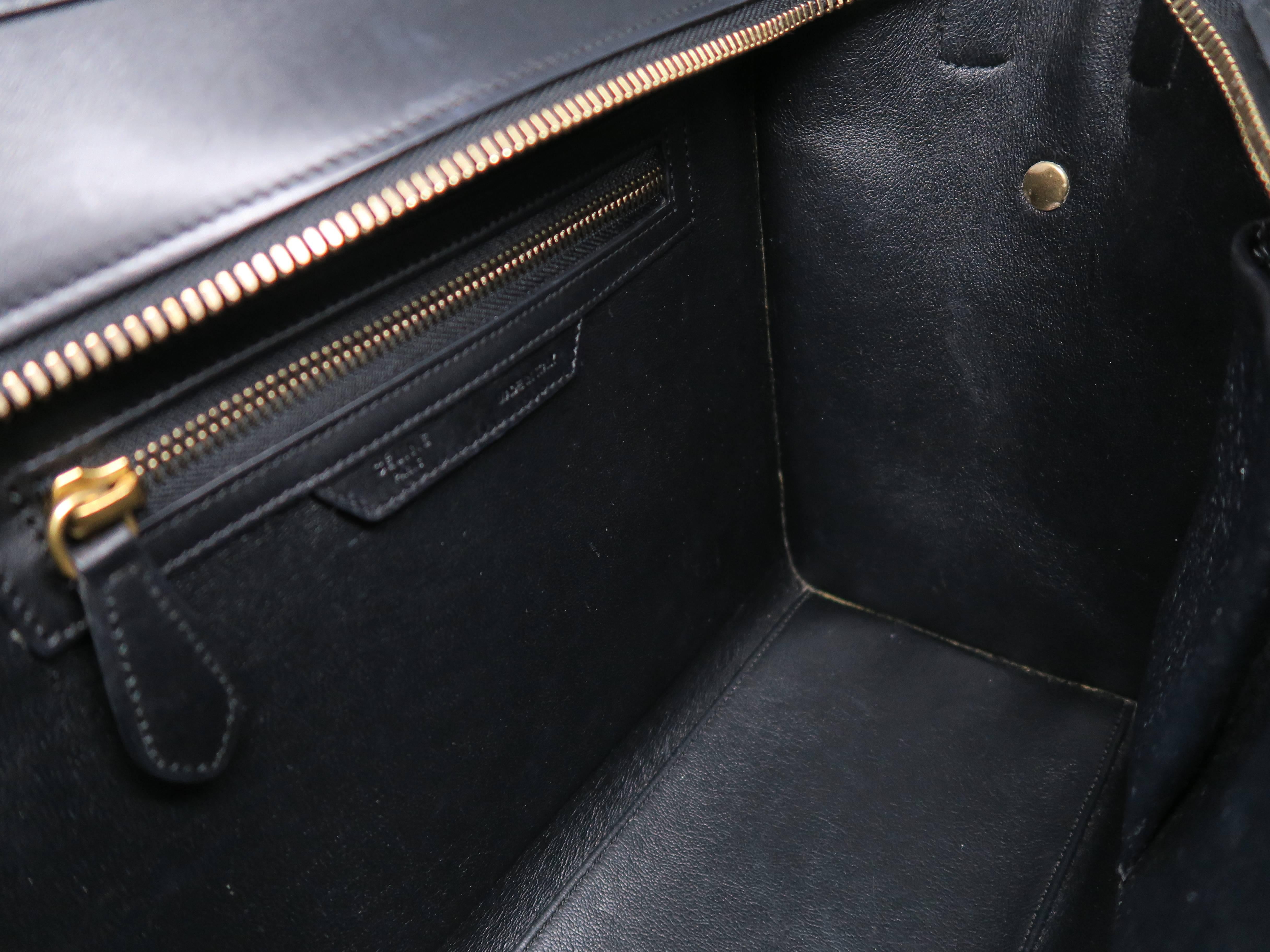 Celine Lugguage Black/ Beige Calfskin Leather Handbag For Sale 2