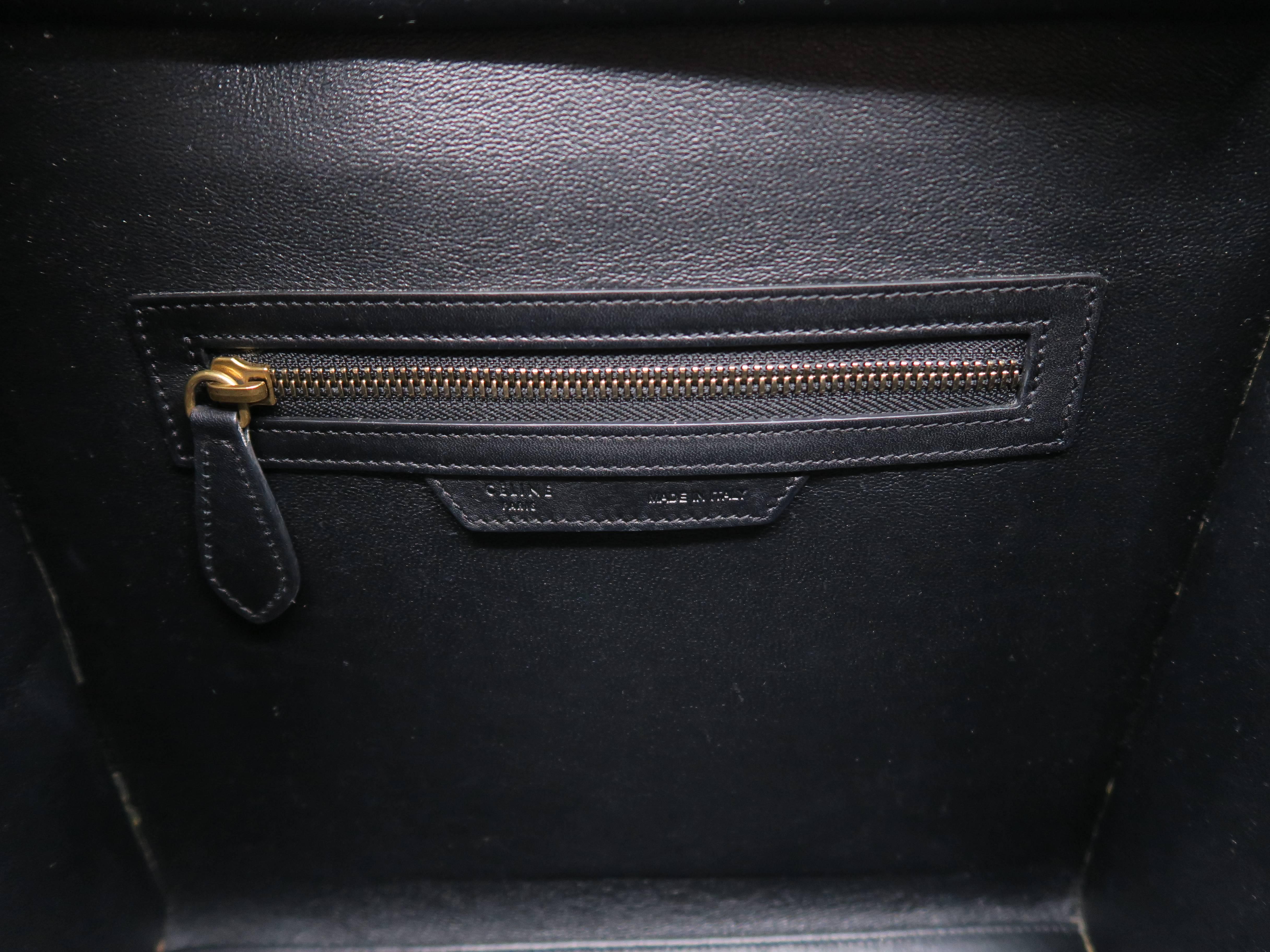 Celine Lugguage Black/ Beige Calfskin Leather Handbag For Sale 6