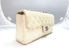Chanel White Quilting Lambskin Leather Shoulder Tote Bag
