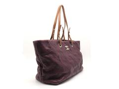 Chanel Purple Quilting Calfskin Silver Metal Shoulder Bag