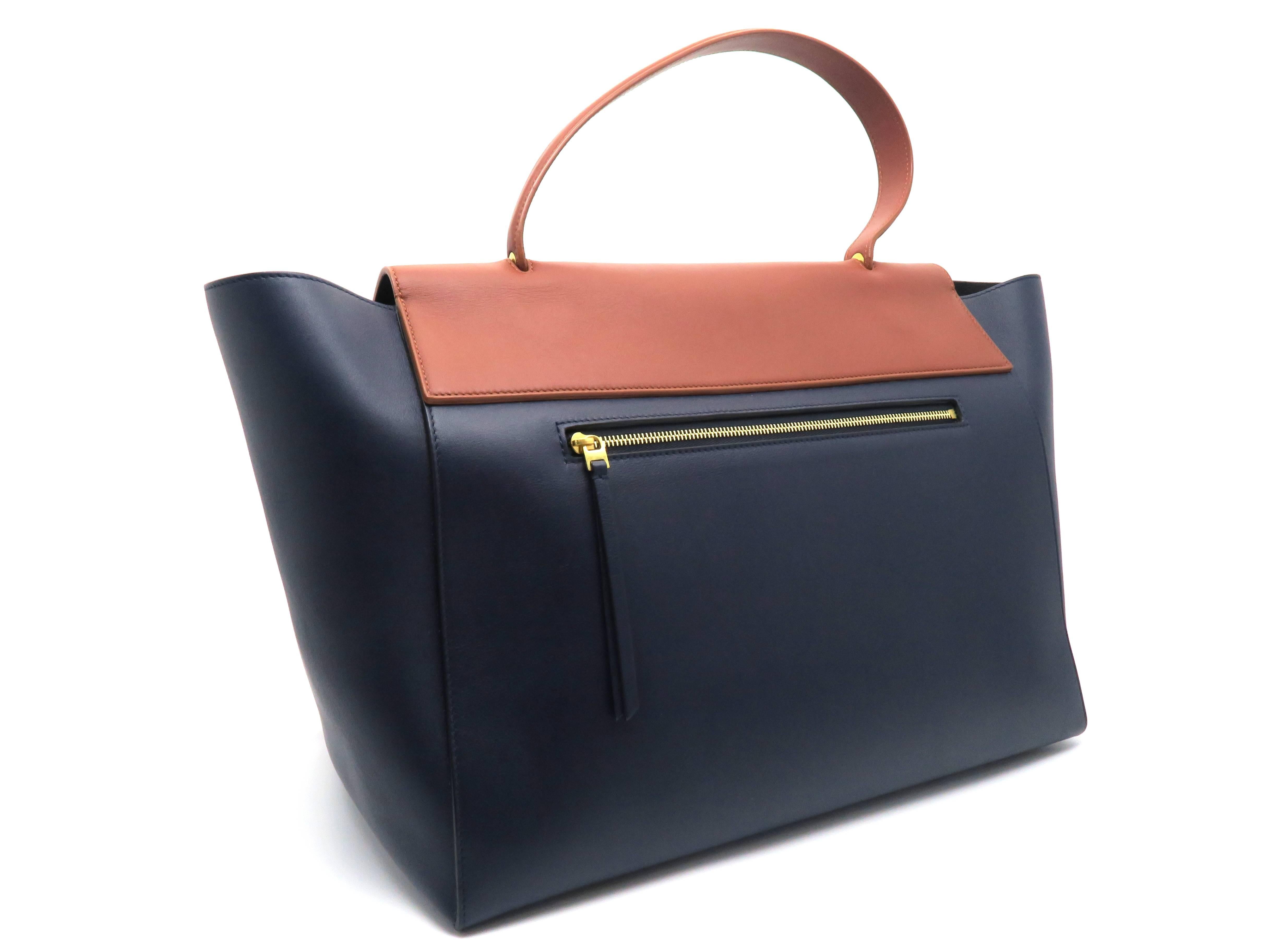 Color: Blue/ Brown

Material: Calfskin Leather

Condition: Rank S
Overall: Almost New
Surface: Good
Corners: Good
Edges: Good
Handles/Straps: Good
Hardware: Good

Dimension: W35 × H25 × D21.5cm（W13.7" × H9.8" ×