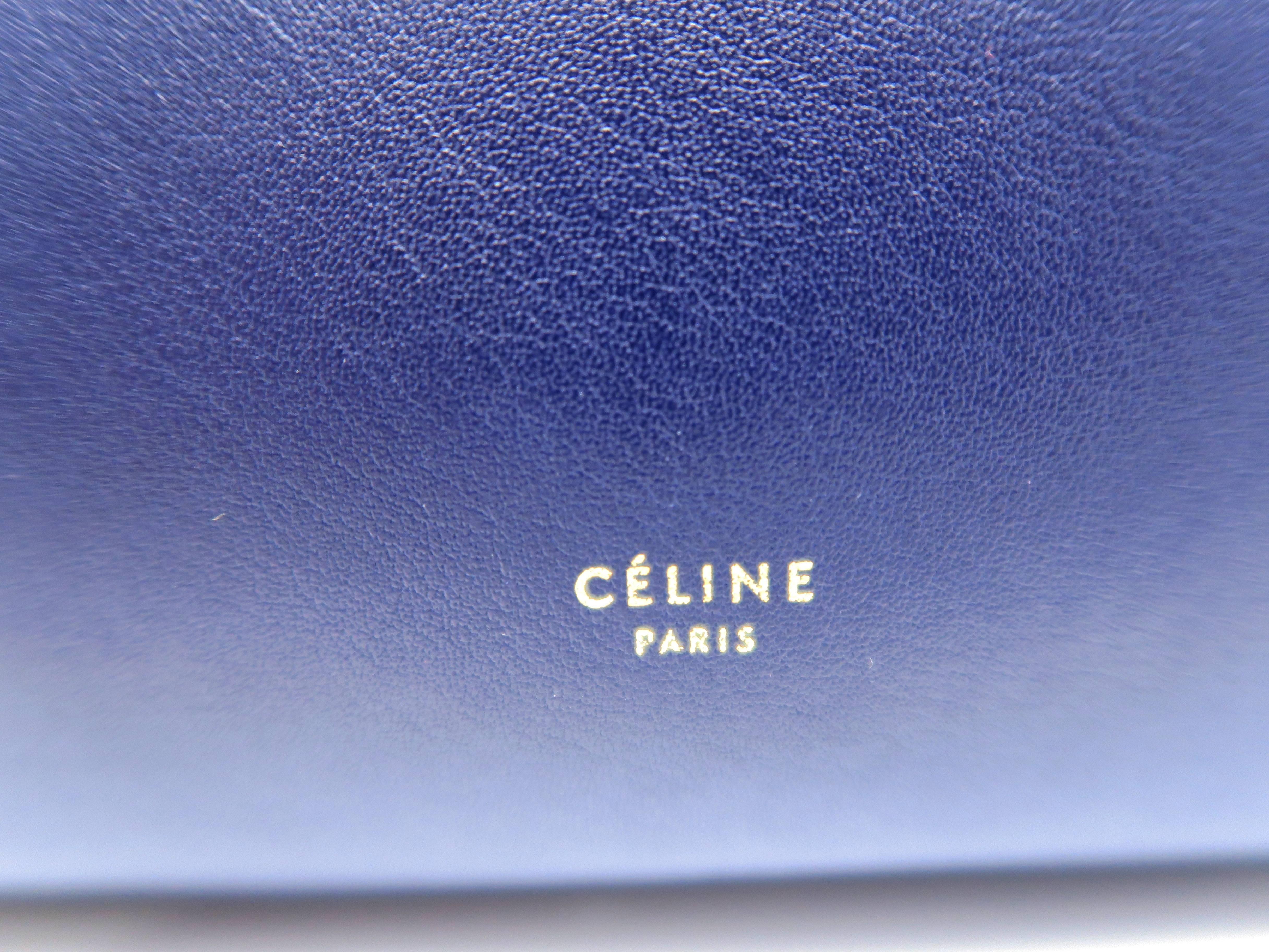 Celine Belt Bag Blue/ Brown Calfskin Leather Handbag For Sale 5