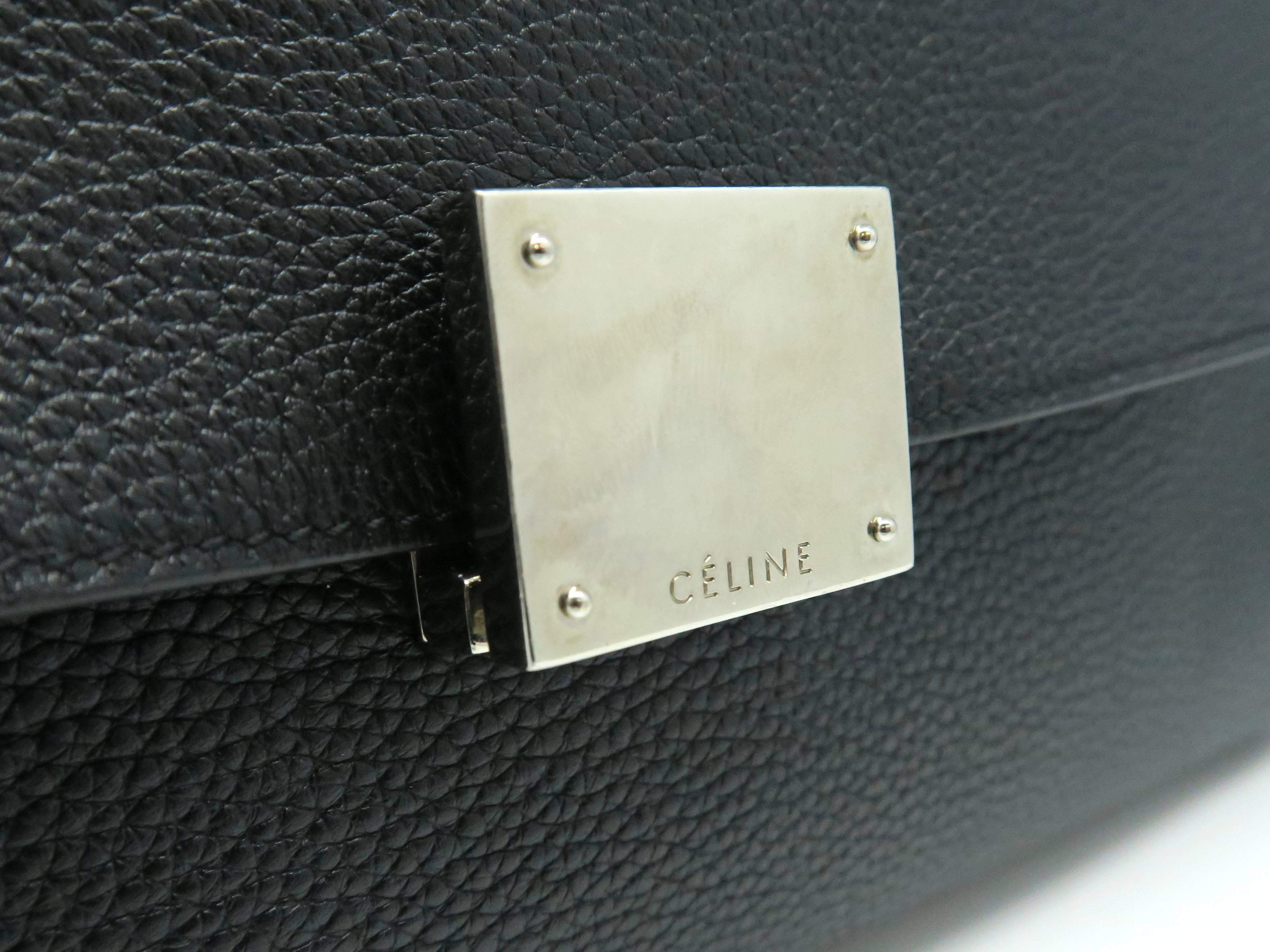 Celine Trapeze Black Calfskin Leather Suede Leather Satchel Bag 4