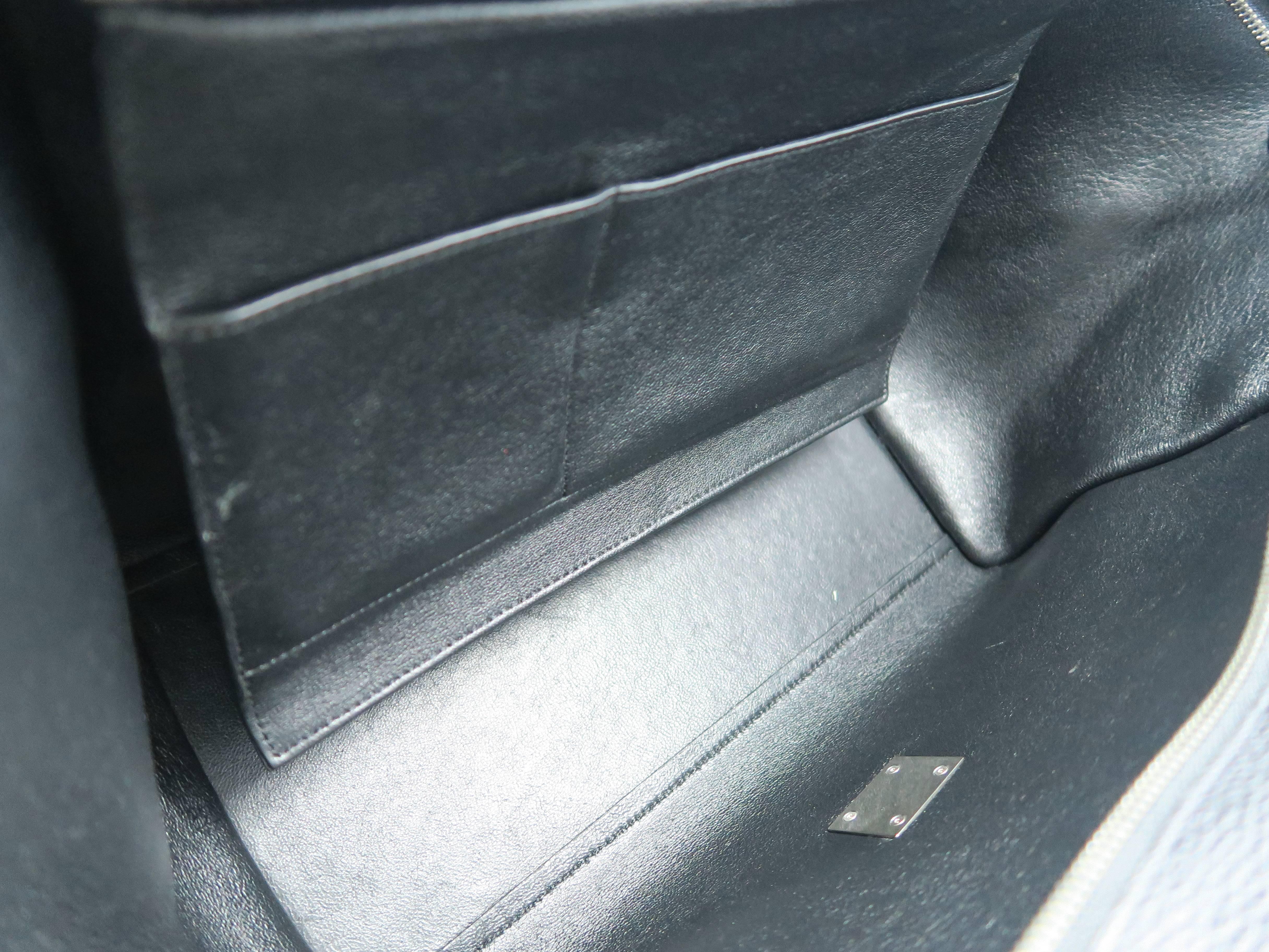Celine Trapeze Black Calfskin Leather Suede Leather Satchel Bag 2
