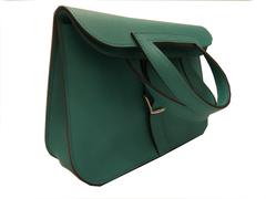 Hermes Mini Halzan Menthe/ Blue-Ish Green Evercolor Leather Satchel Bag