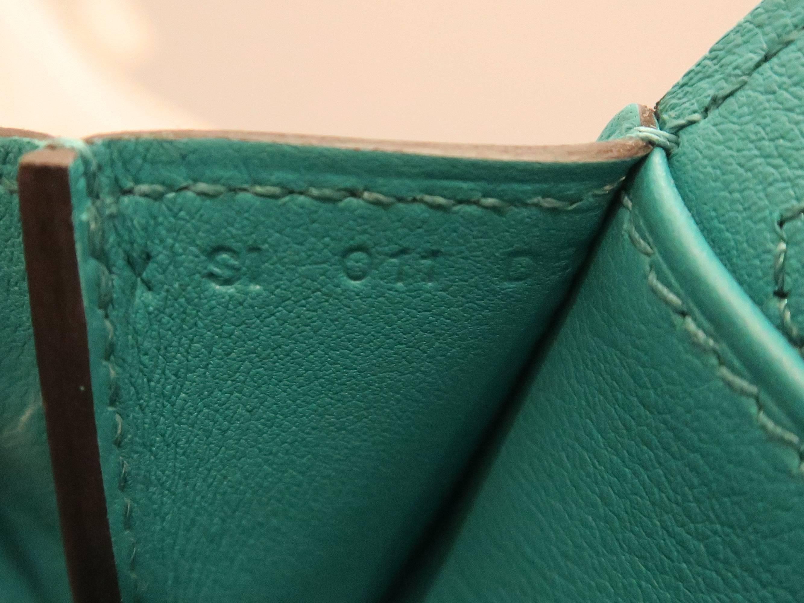 Hermes Mini Halzan Menthe/ Blue-Ish Green Evercolor Leather Satchel Bag 4