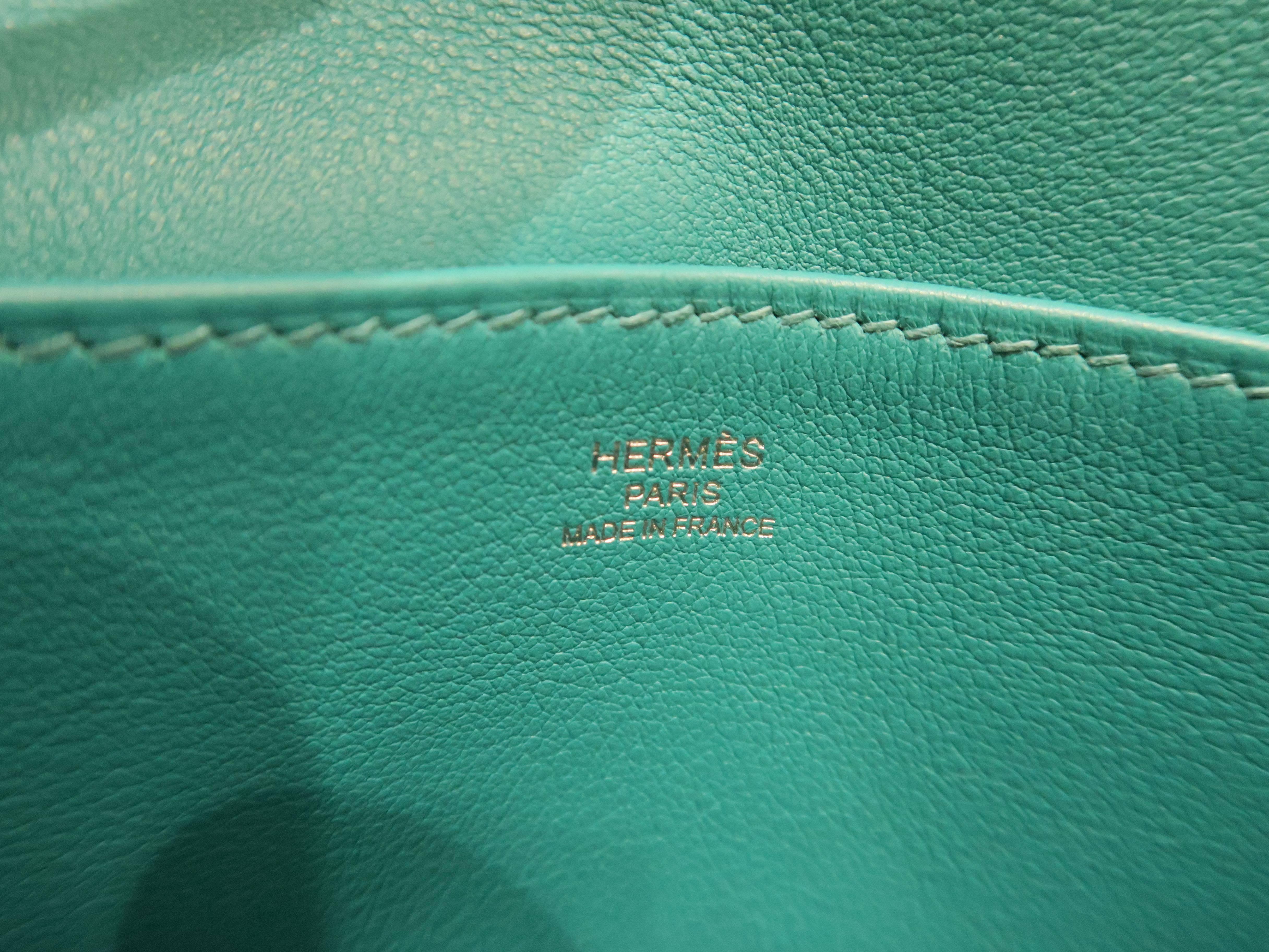 Hermes Mini Halzan Menthe/ Blue-Ish Green Evercolor Leather Satchel Bag 5