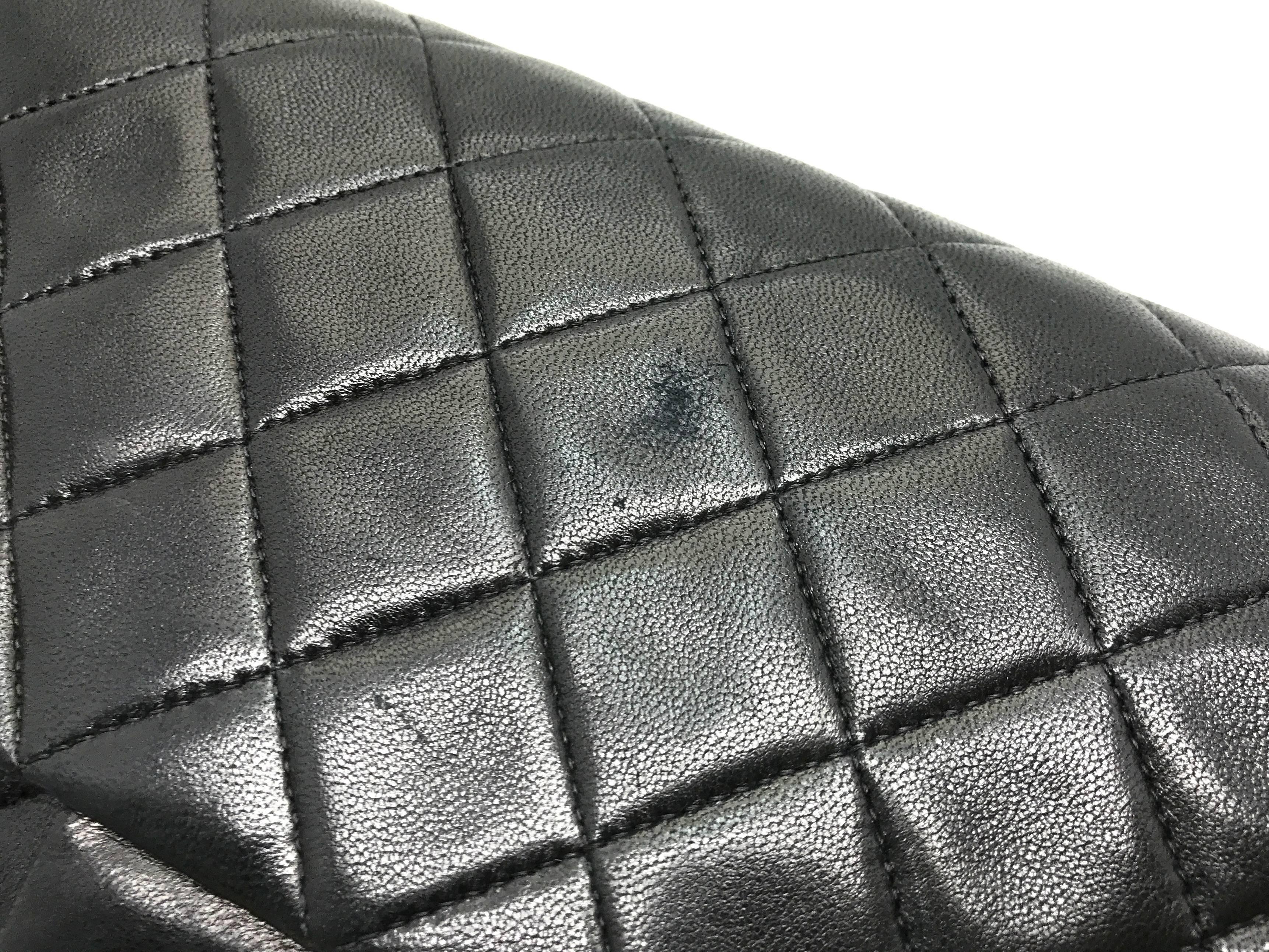 Chanel Classic Double Flap Black Quilting Lambskin Leather Shoulder Bag For Sale 6