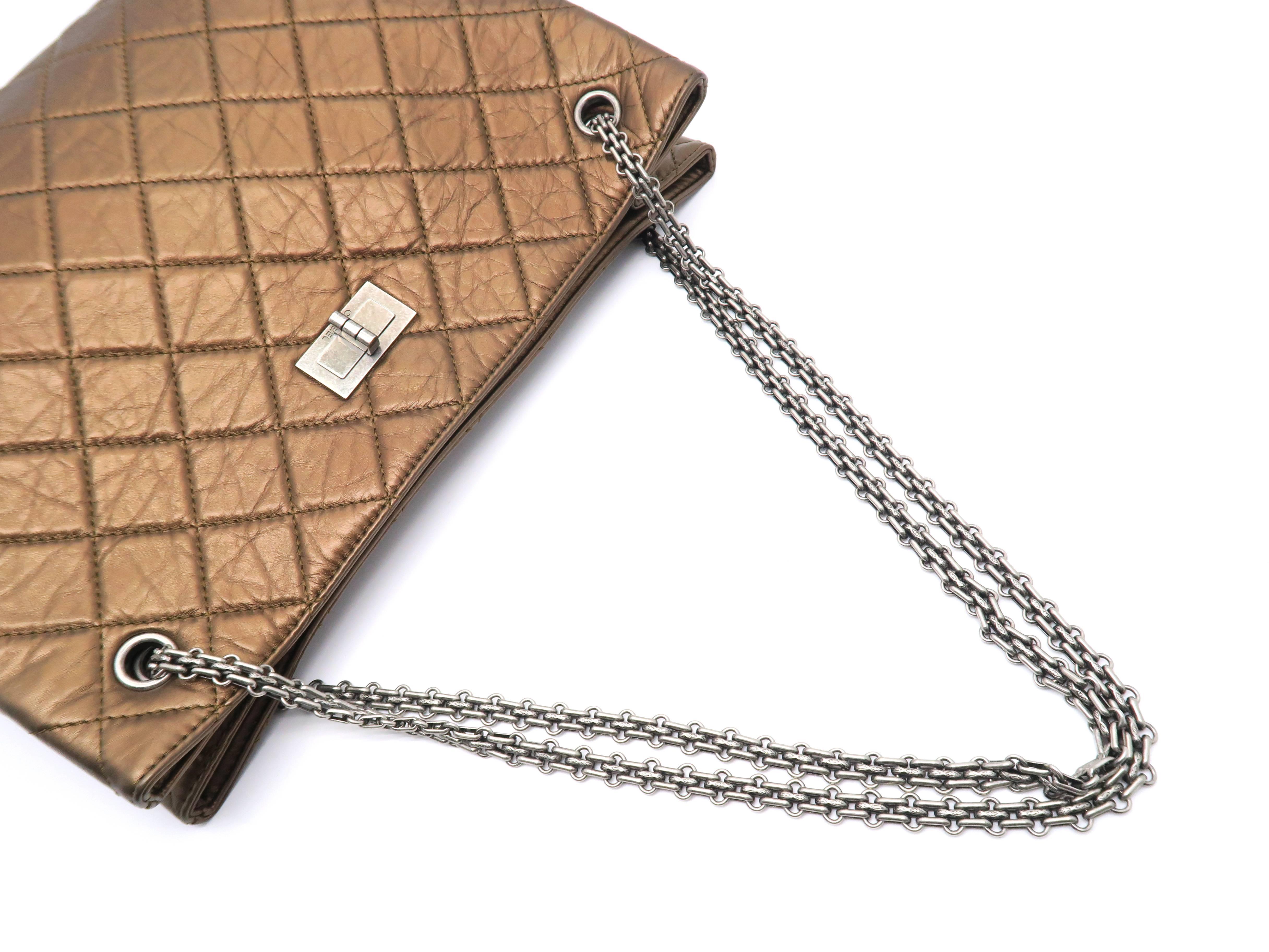 Chanel Copper Quilting Calfskin Leather Silver Metal Chain Shoulder Bag 3