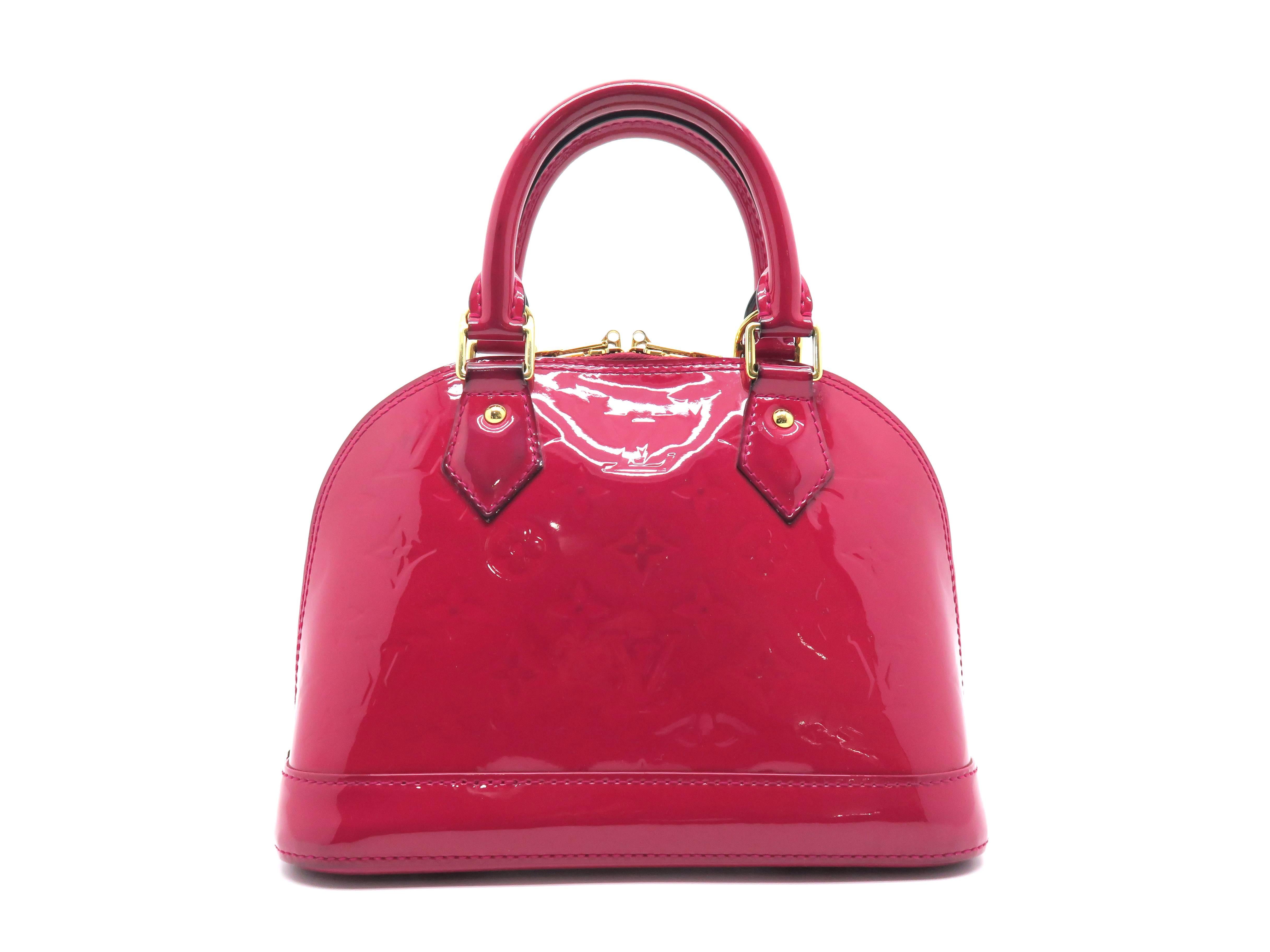 Louis Vuitton Alma BB Pink Vernis Satchel  In Good Condition For Sale In Kowloon, HK