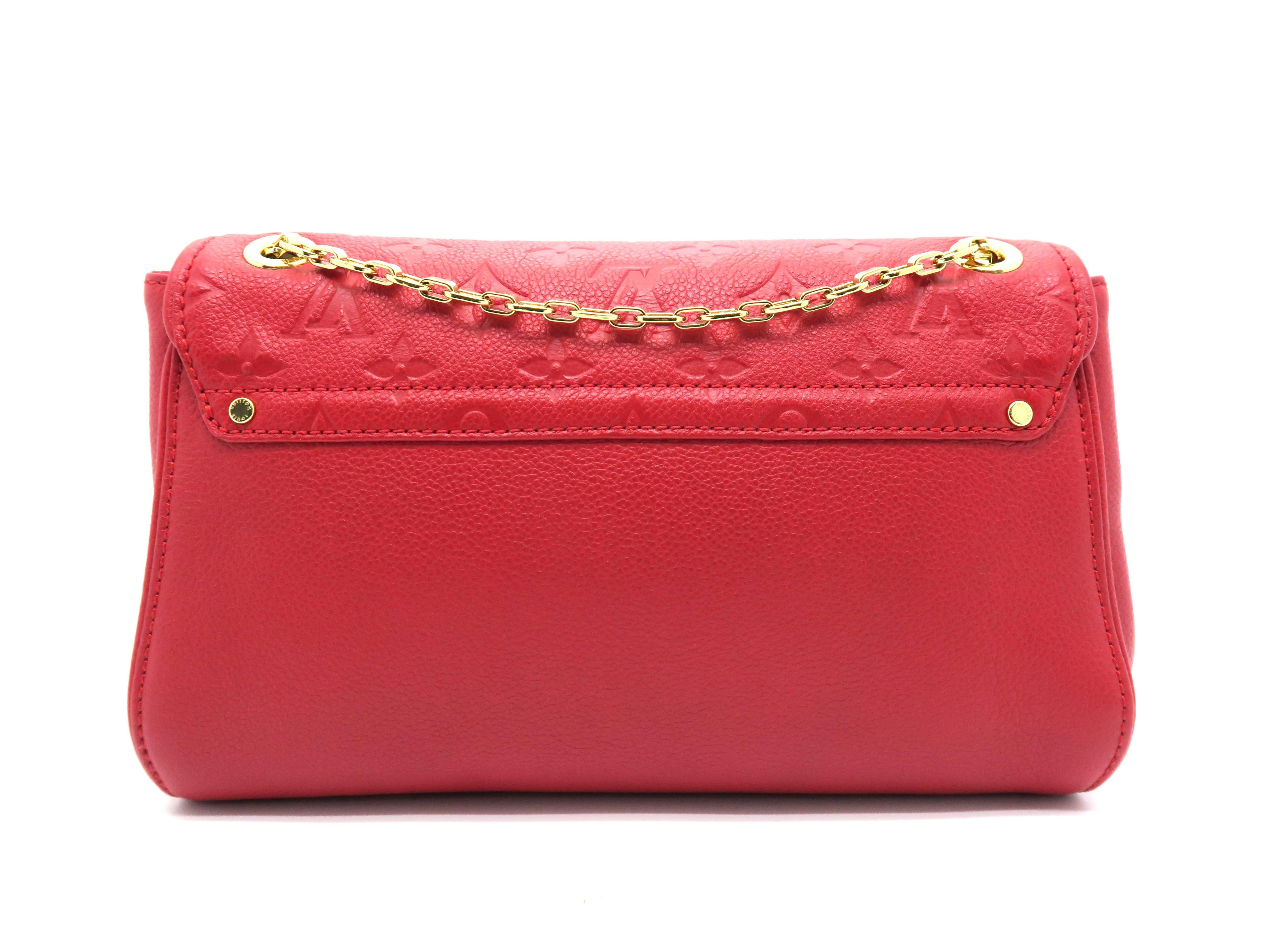 Women's Louis Vuitton Saint-Germain PM Red Monogram Empreinte Chain Shoulder Flap Bag