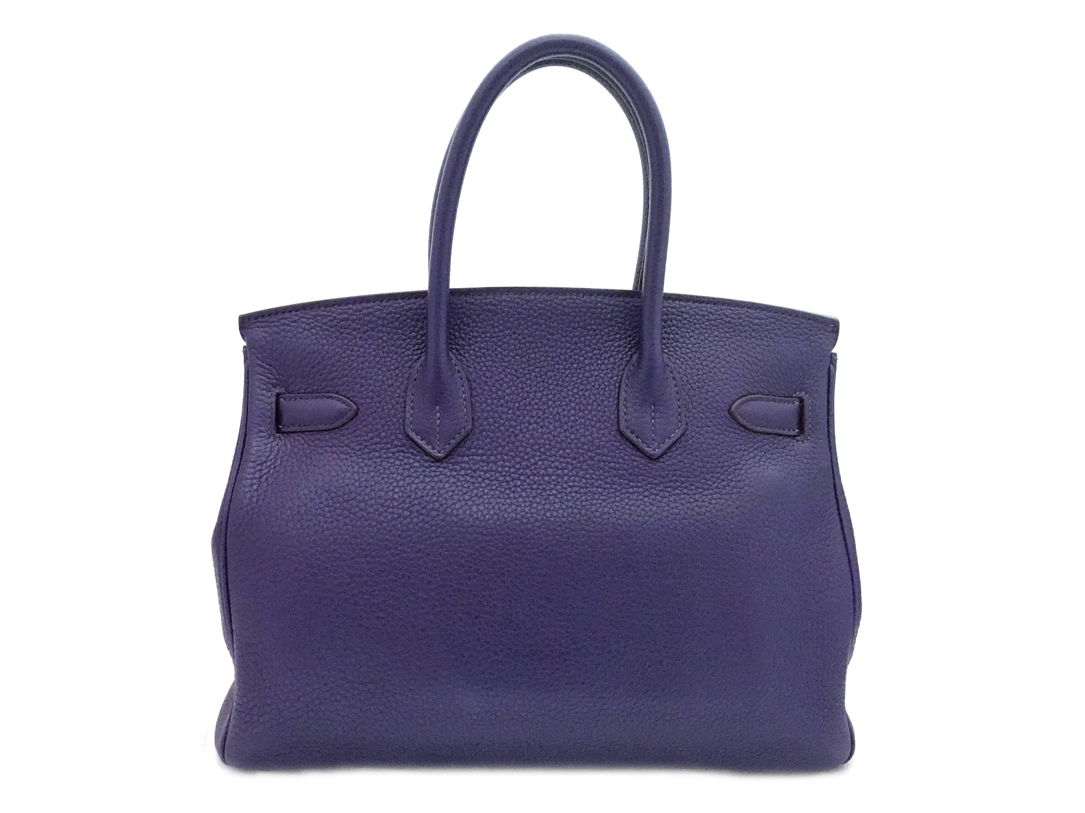 Hermes Birkin 30 Iris Purple Togo Leather Silver Metal Top Handle Bag In Excellent Condition In Kowloon, HK
