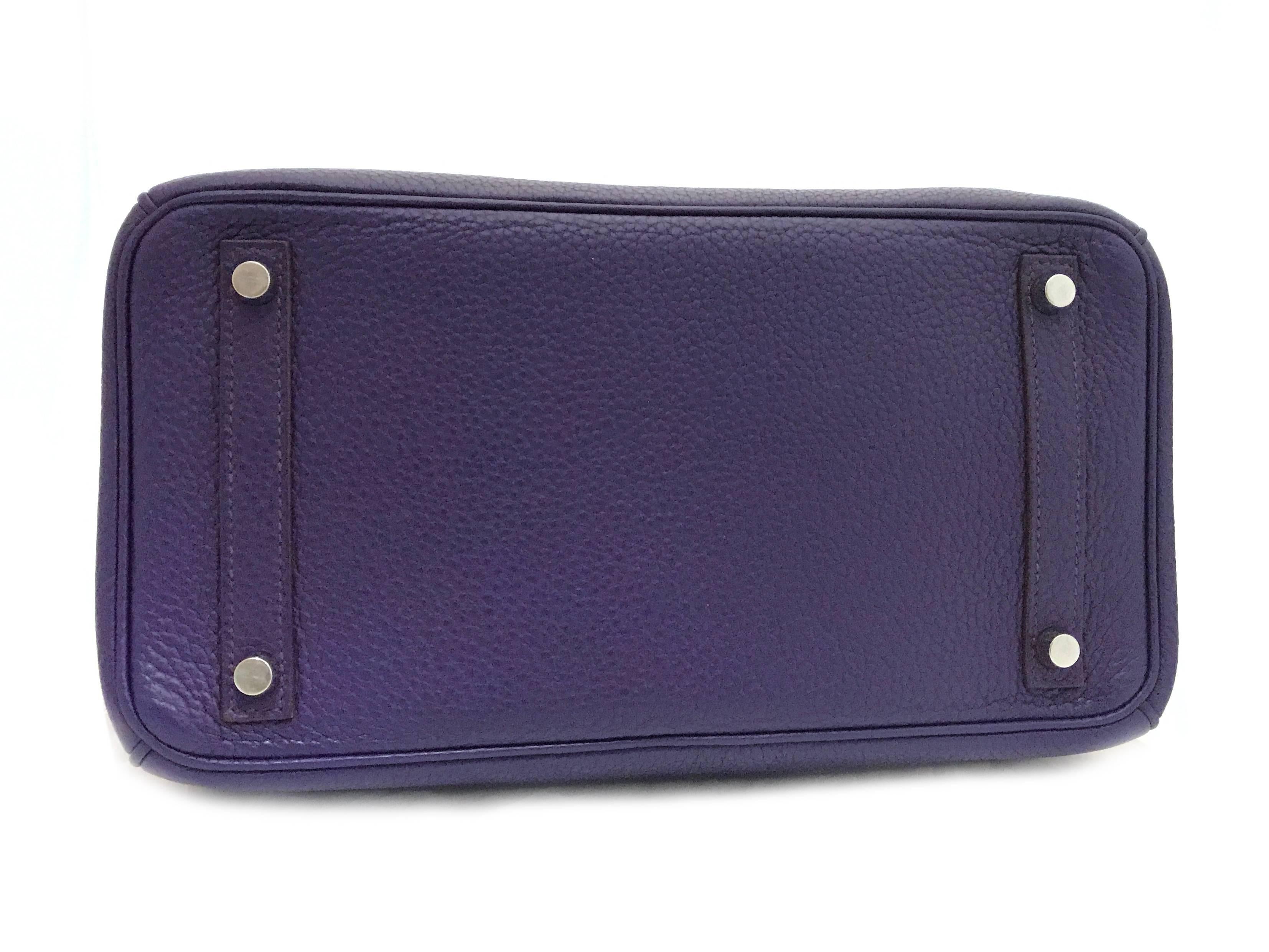 Women's Hermes Birkin 30 Iris Purple Togo Leather Silver Metal Top Handle Bag