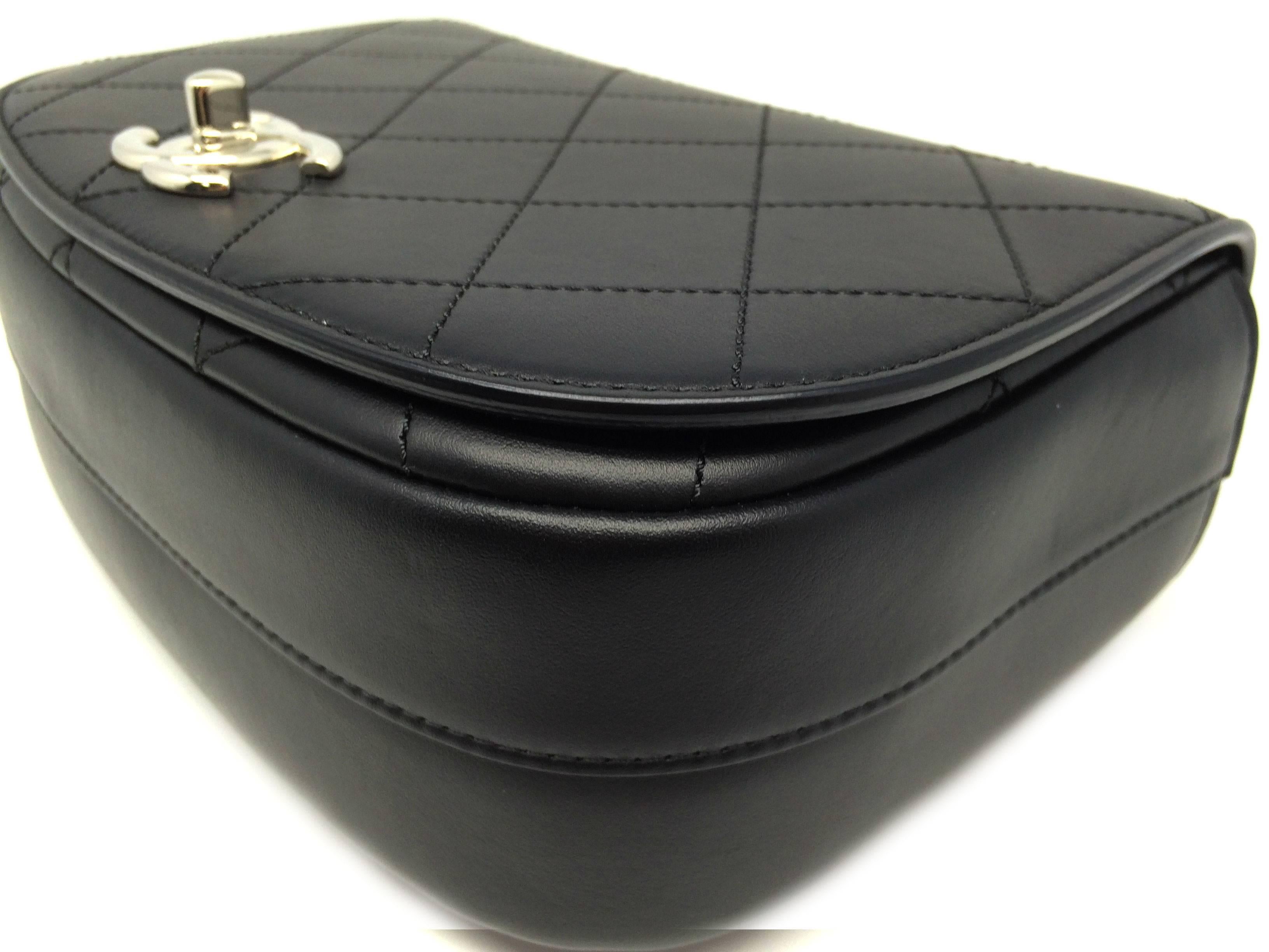Chanel Black Quilting Calfskin Leather Silver Metal Chain Shoulder Bag 1