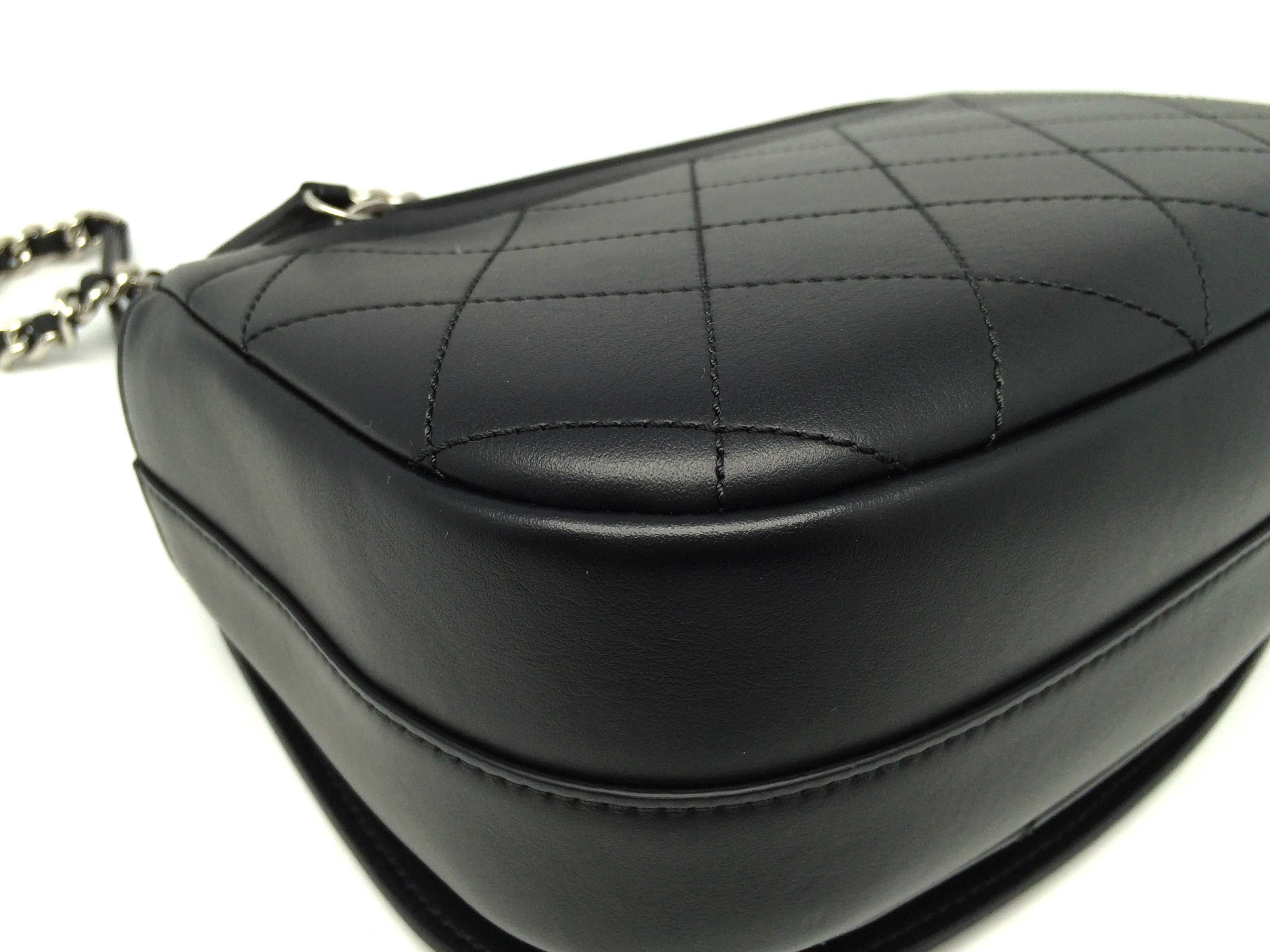 Chanel Black Quilting Calfskin Leather Silver Metal Chain Shoulder Bag 2