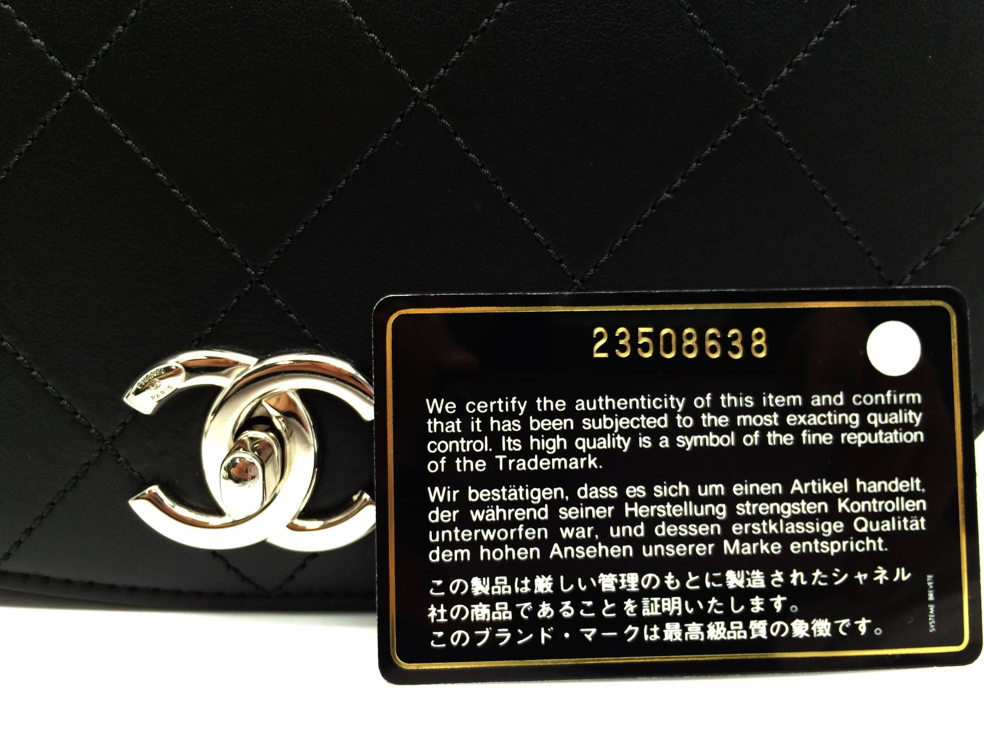 Chanel Black Quilting Calfskin Leather Silver Metal Chain Shoulder Bag 5