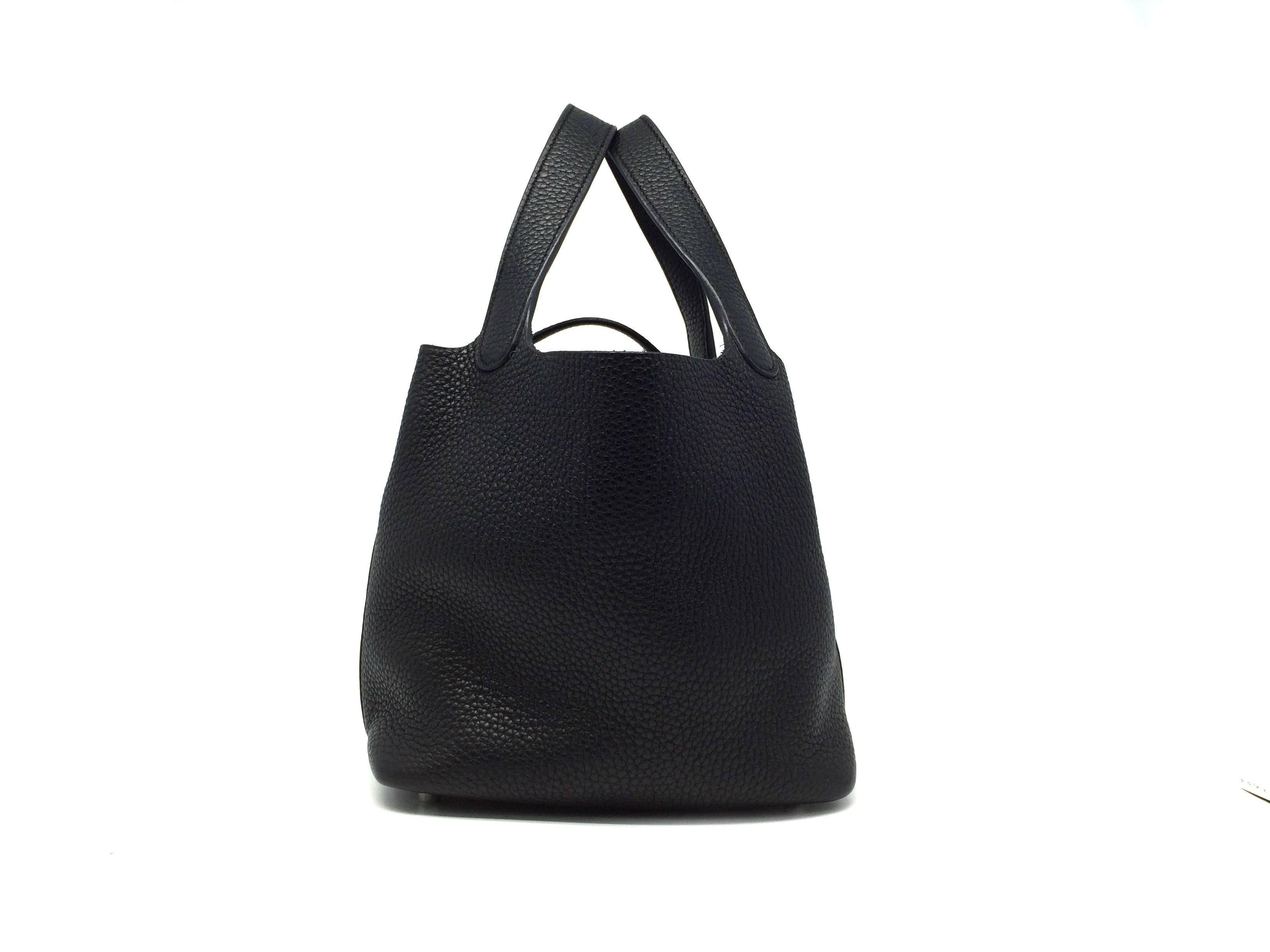 Hermes Picotin PM Cafe/ Black Taurillon Clemence Tote Bag In Excellent Condition In Kowloon, HK
