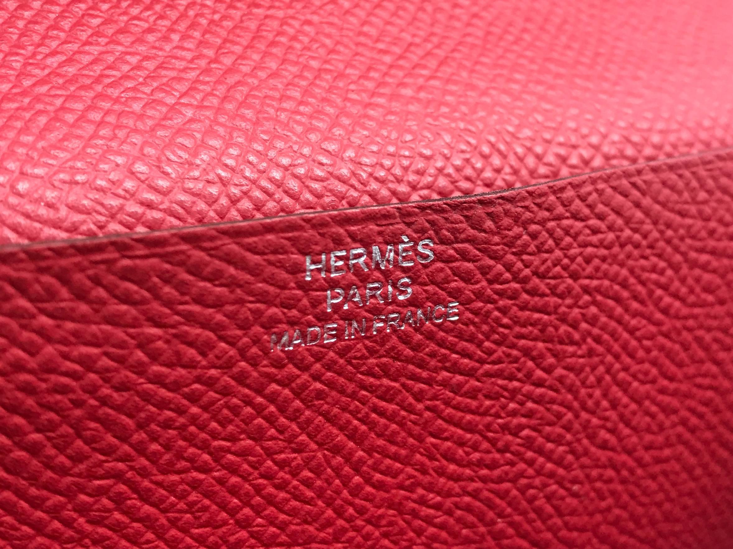 Hermes Red / Rouge Vif Epsom Leather Long Wallet For Sale 5