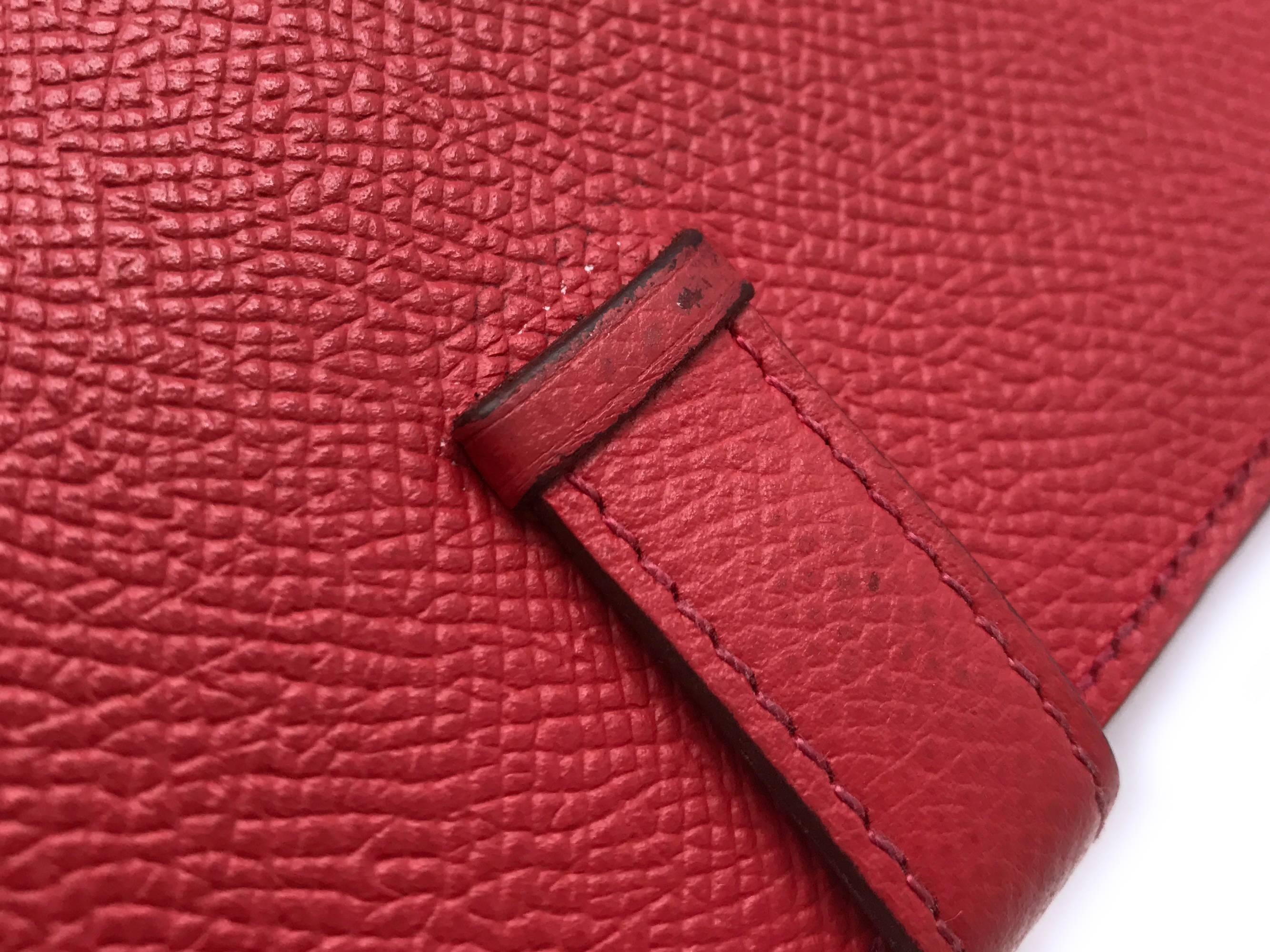 Hermes Red / Rouge Vif Epsom Leather Long Wallet For Sale 6