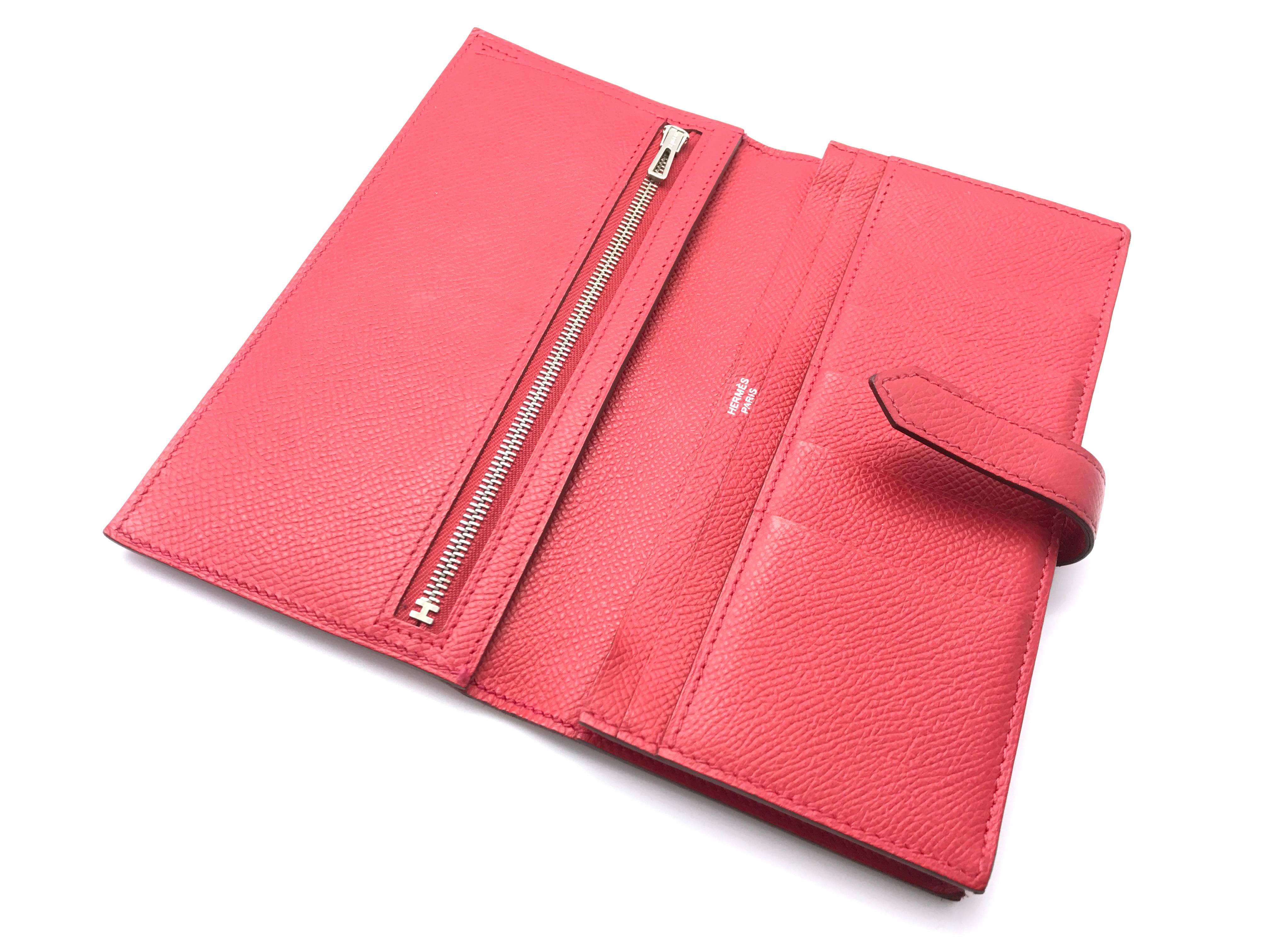 Hermes Red / Rouge Vif Epsom Leather Long Wallet For Sale 2