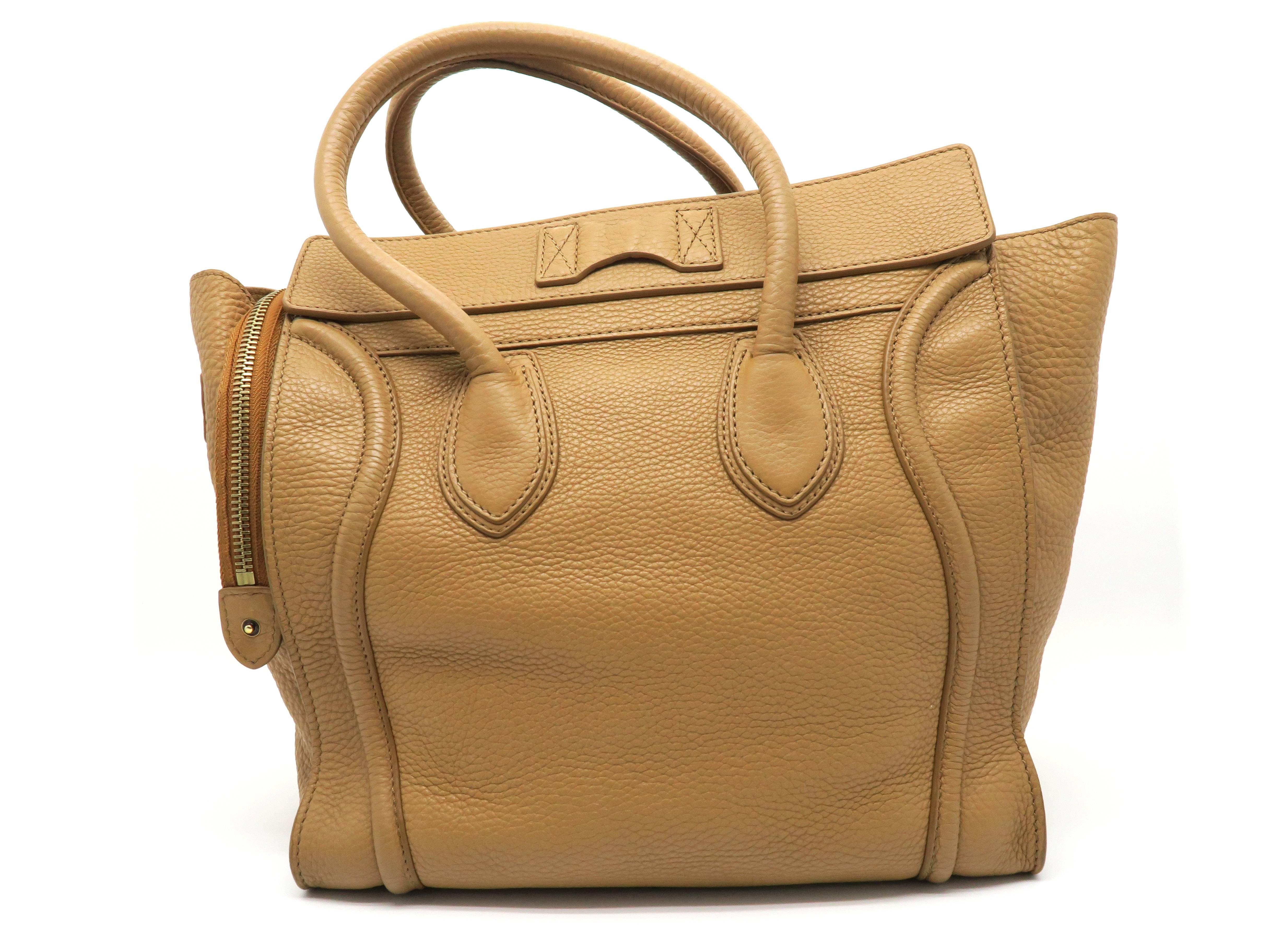 Celine Luggage Brown Calfskin Leather Handbag In Excellent Condition For Sale In Kowloon, HK