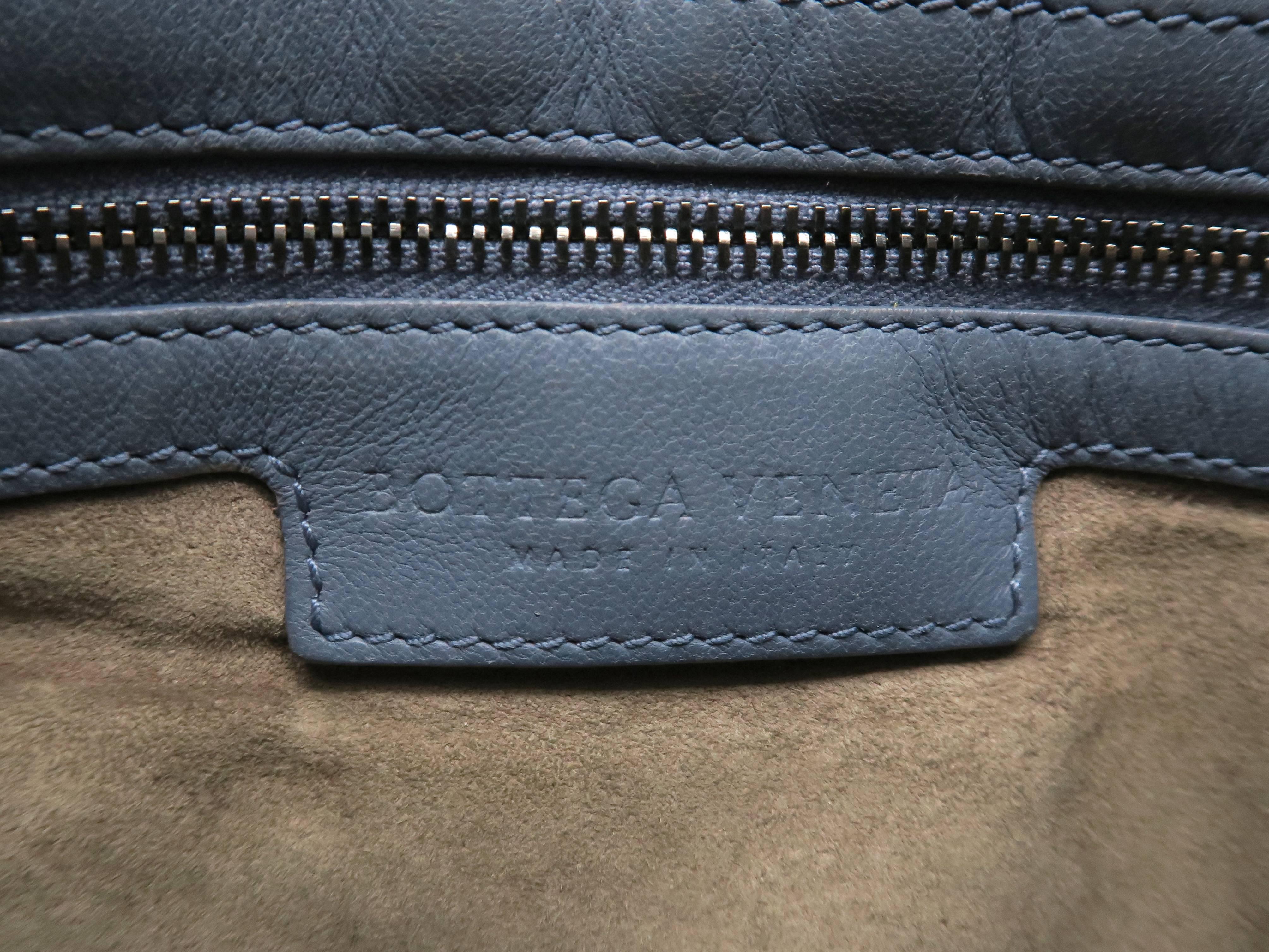 Bottega Veneta Blue Intrecciato Leather Hobo Bag For Sale 1