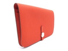 Hermes Dogon GM Orange / Capucine Togo Leather SHW Long Wallet
