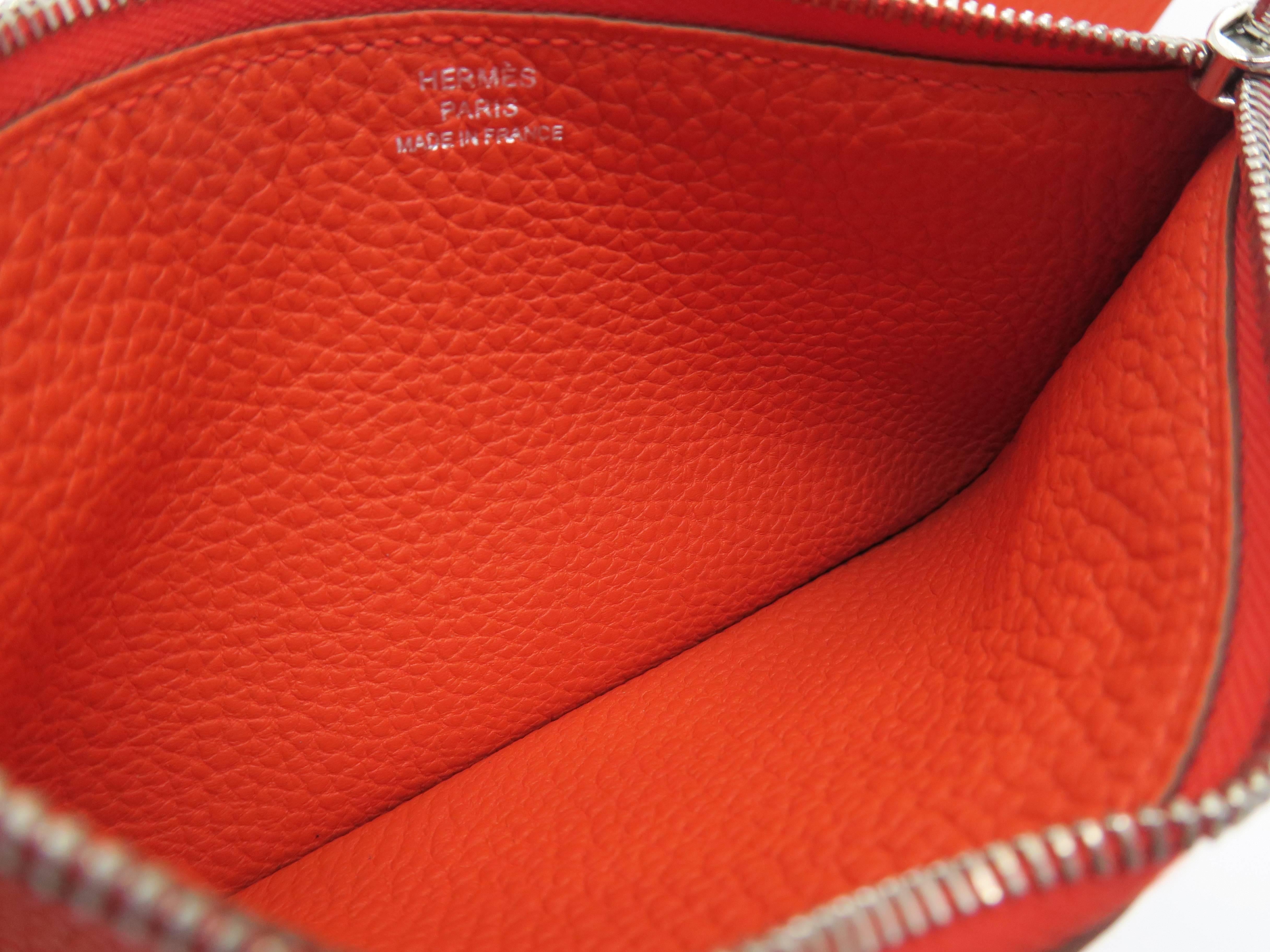 Red Hermes Dogon GM Orange / Capucine Togo Leather SHW Long Wallet For Sale