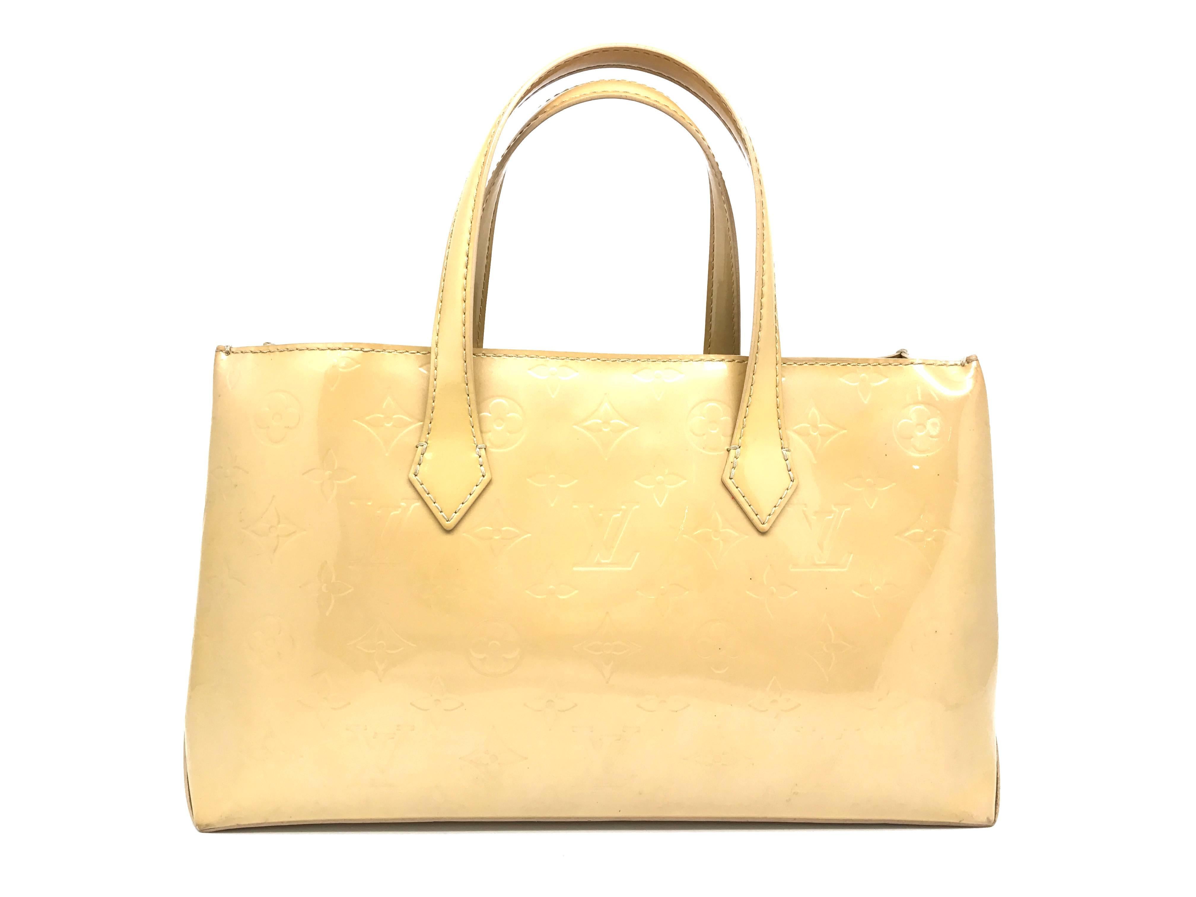 Beige Louis Vuitton Wilshire Boulevard Nude Monogram Vernis Handbag For Sale