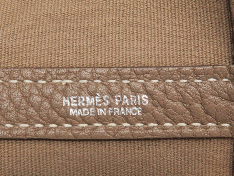 Hermes Etoupe Canvas/Leather Garden Party MM Tote Bag - Yoogi's Closet