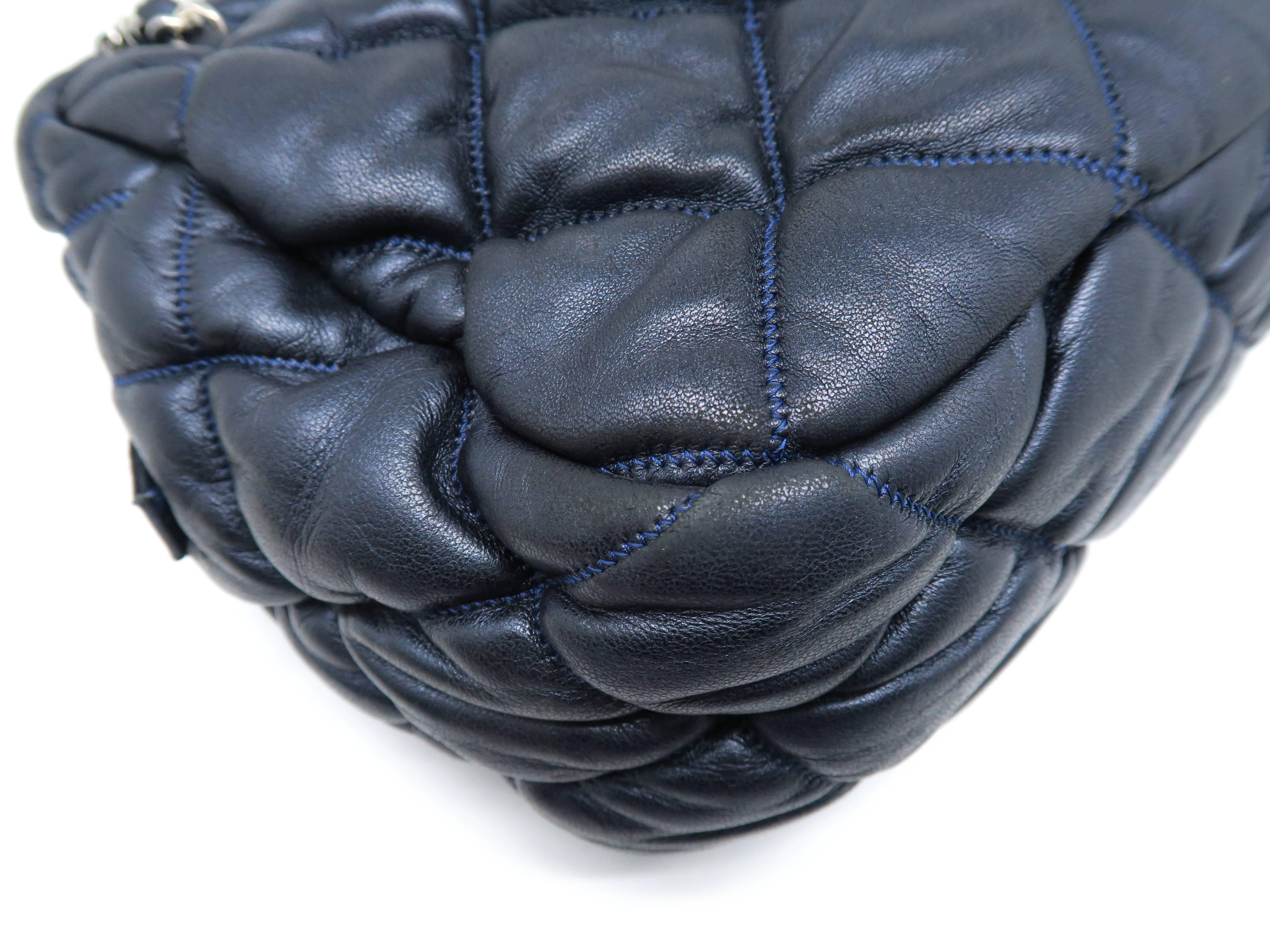 Women's Chanel Dark Blue Quilting Lambskin Leather Chain Shoulder Bag For Sale