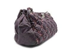 Chanel Bubble Purple Quilting Nylon Silver Metal Chain Shoulder Bag