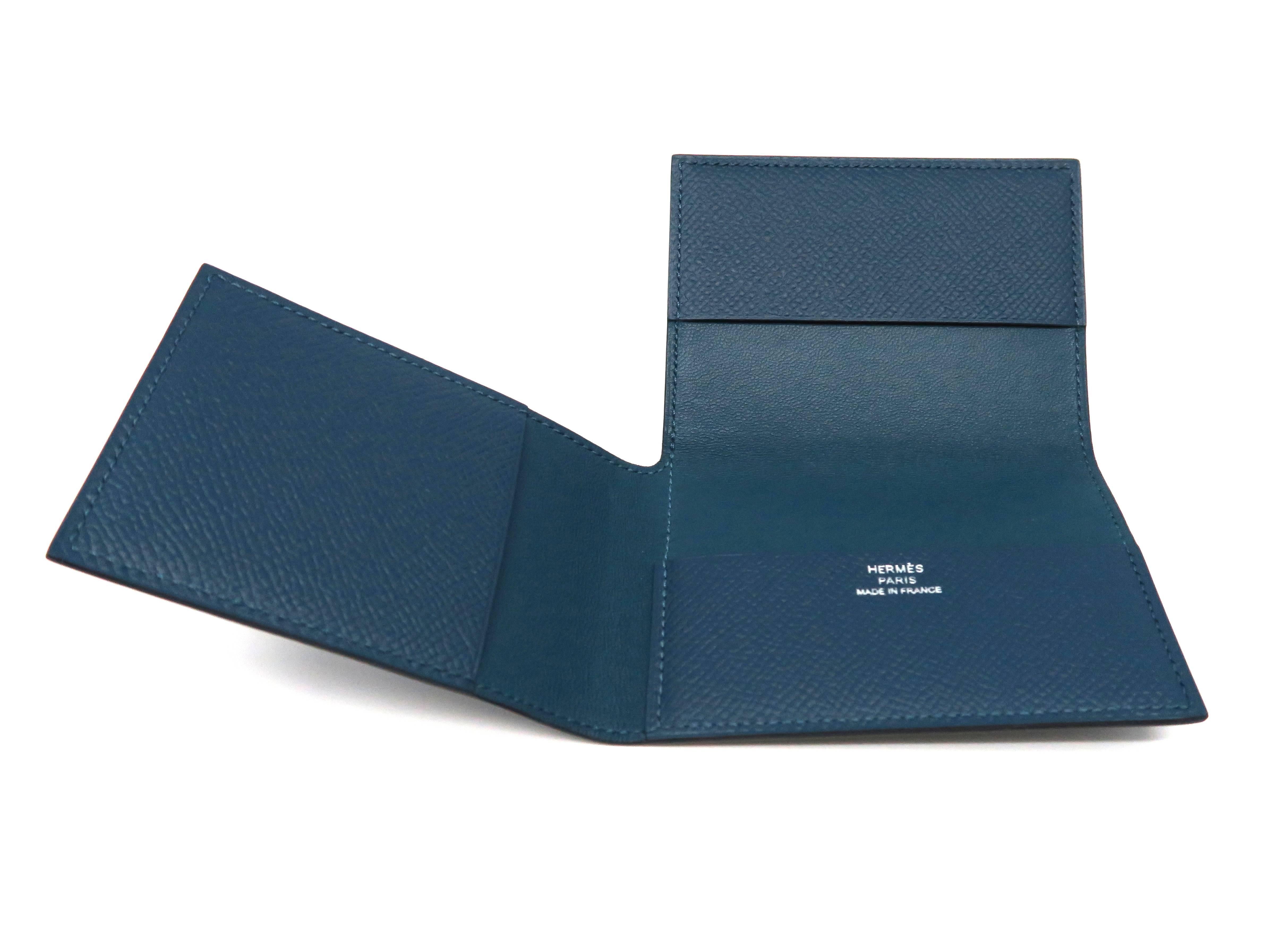 Women's or Men's Hermes Guernesey Colvert Veau Epsom Leather Card Case