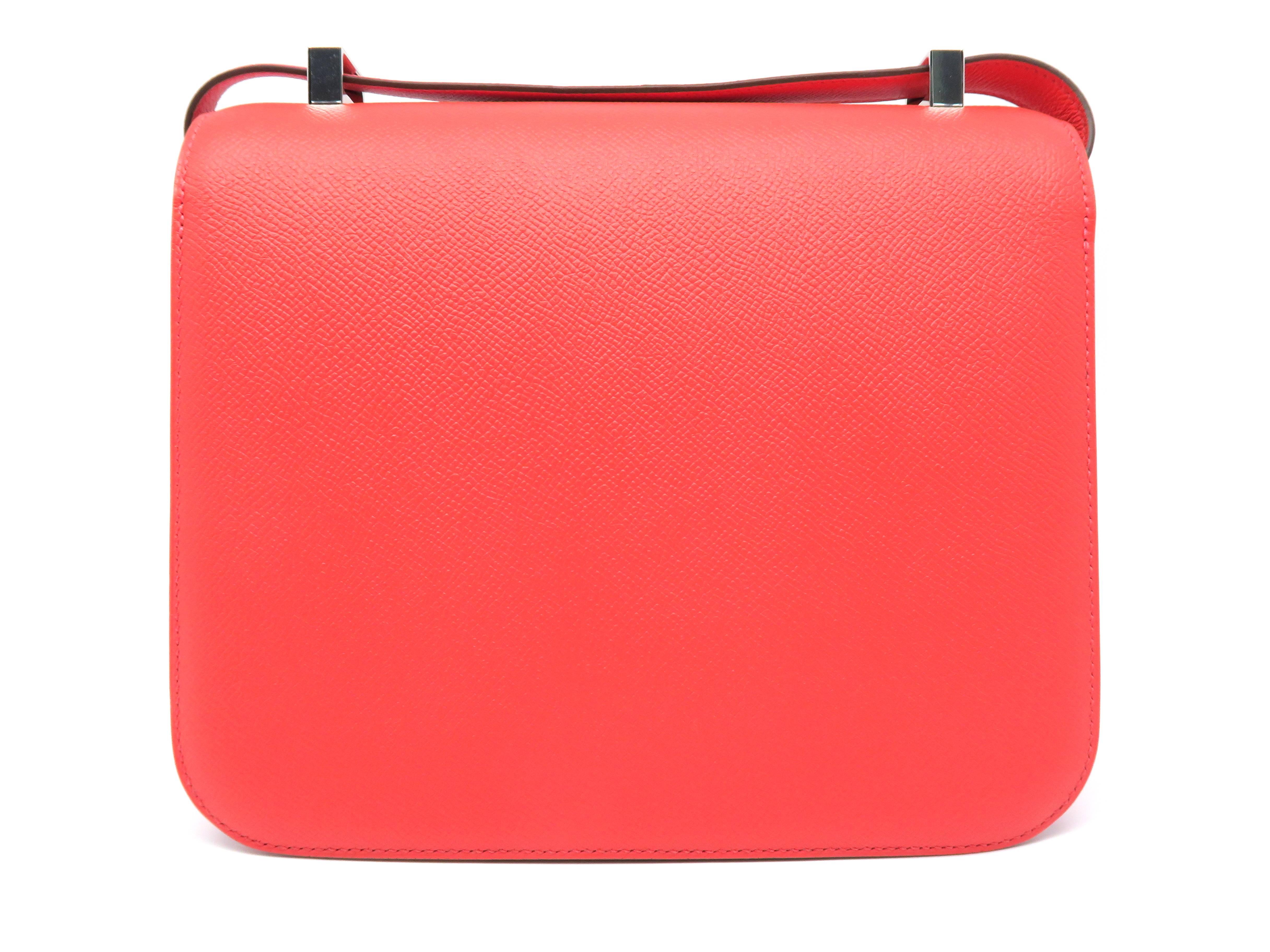 Red Hermes Constance 24 Rouge Tomate Veau Epsom Leather Silver Metal Shoulder Bag For Sale