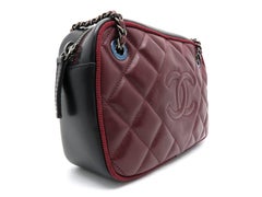 Chanel Wine Red / Black Quilted Calfskin Leather Crossbody Bag
