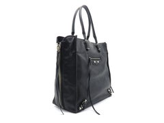 Balenciaga Papier Zip Around Black Calfskin Leather Tote Bag
