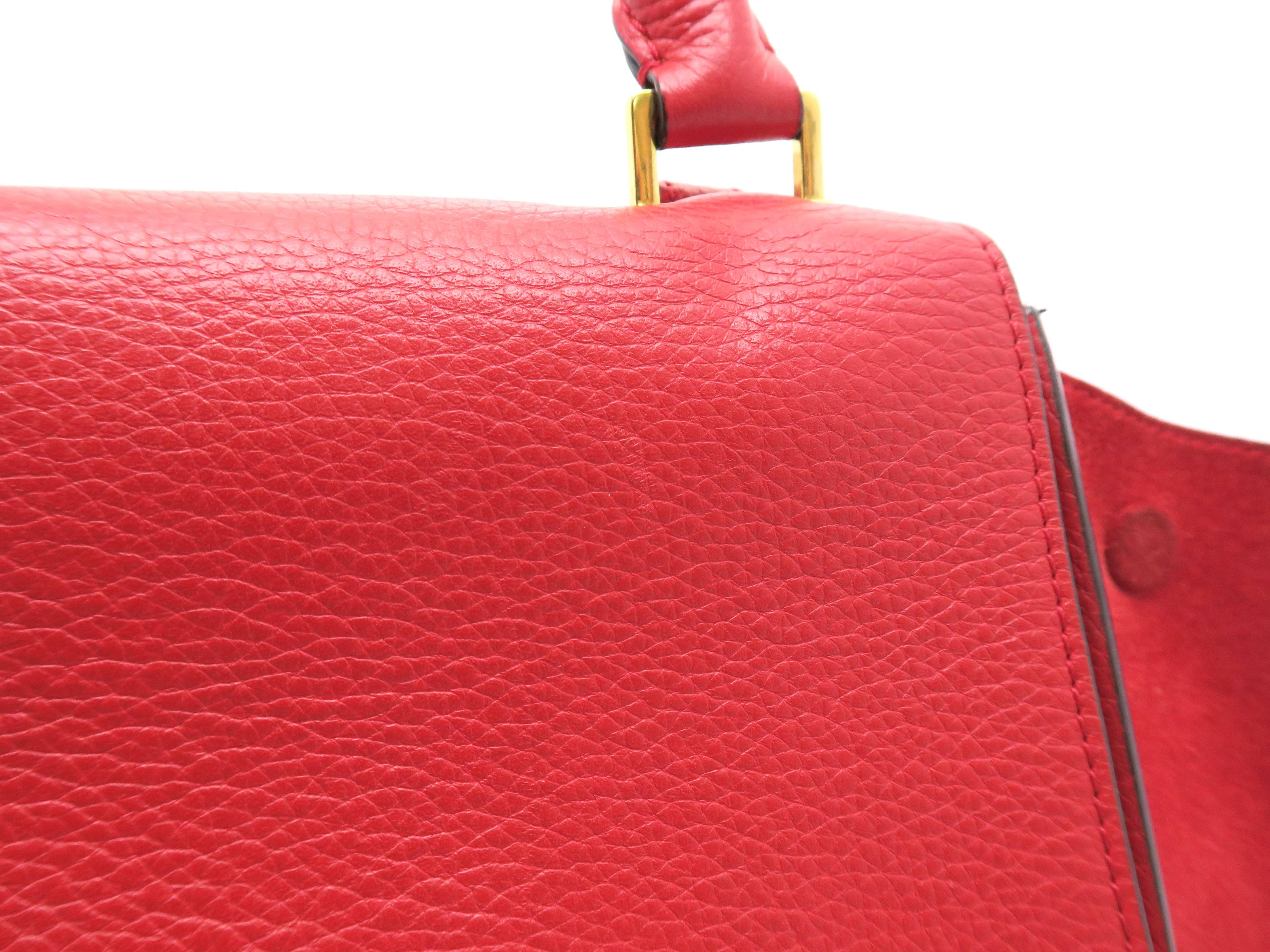 Celine Trapeze Red Calfskin Leather Suede Leather Satchel Bag 3