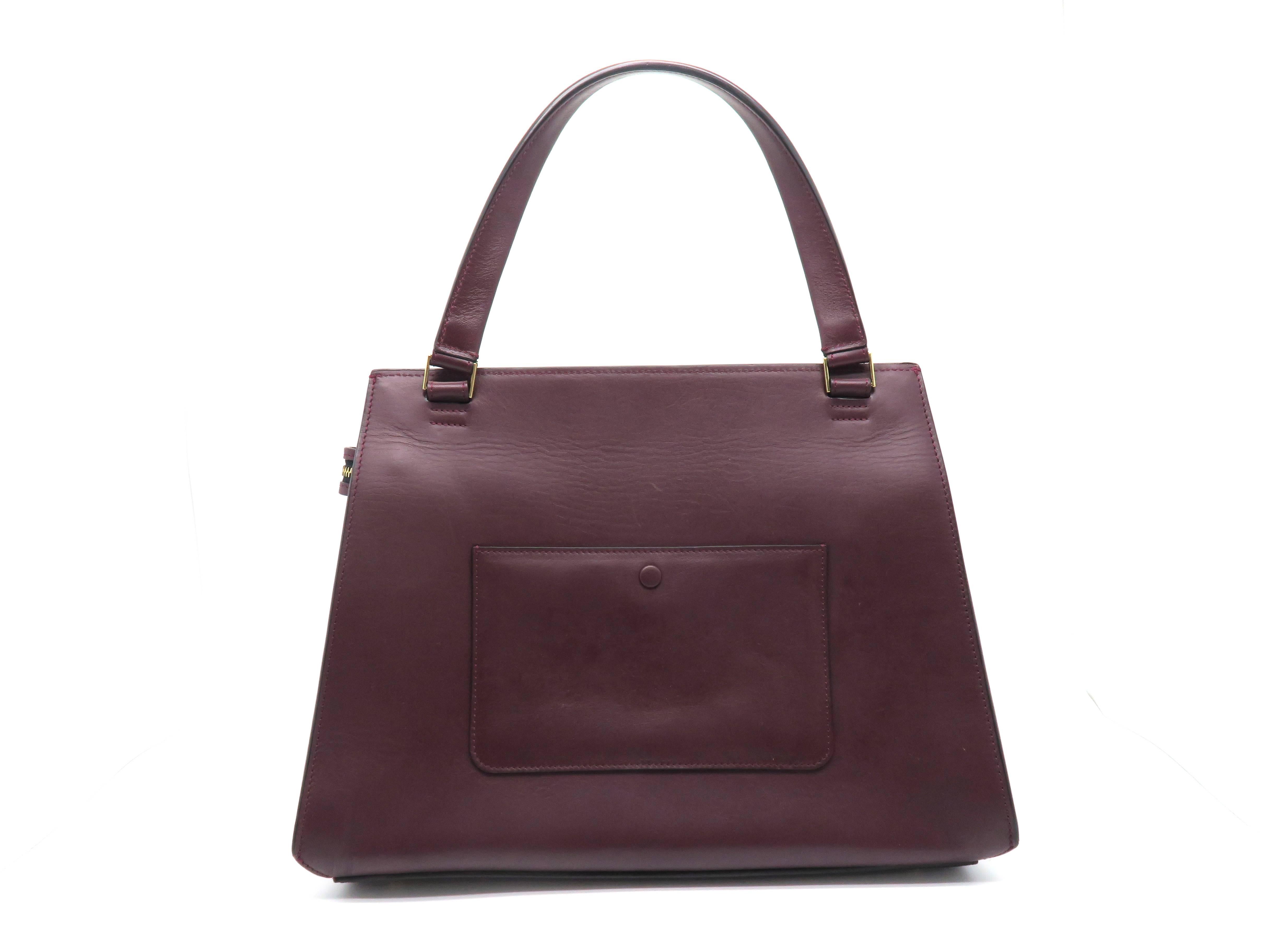 Black Celine Edge Wine Red Calfskin Leather Shoulder Bag