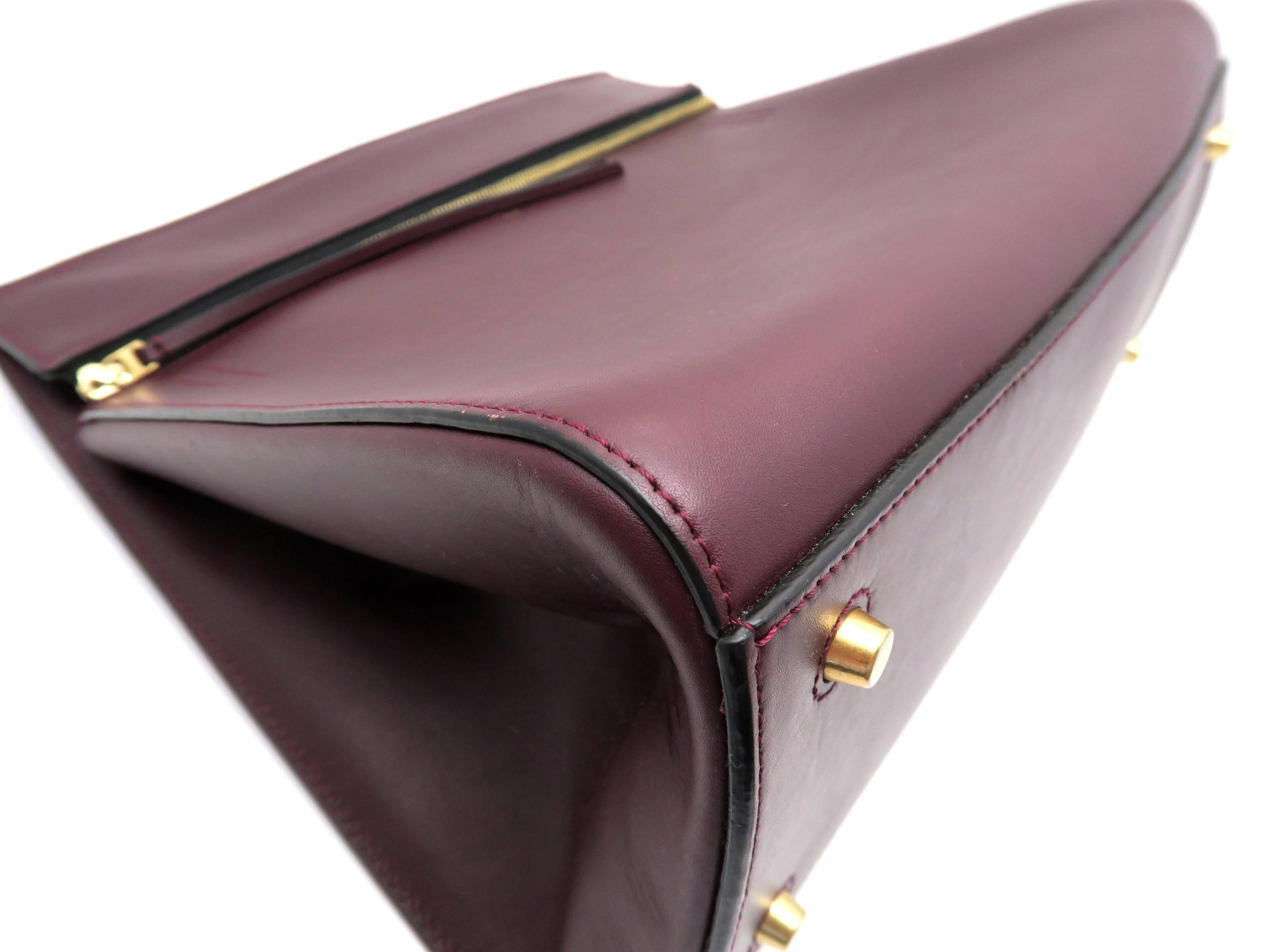 Celine Edge Wine Red Calfskin Leather Shoulder Bag 1