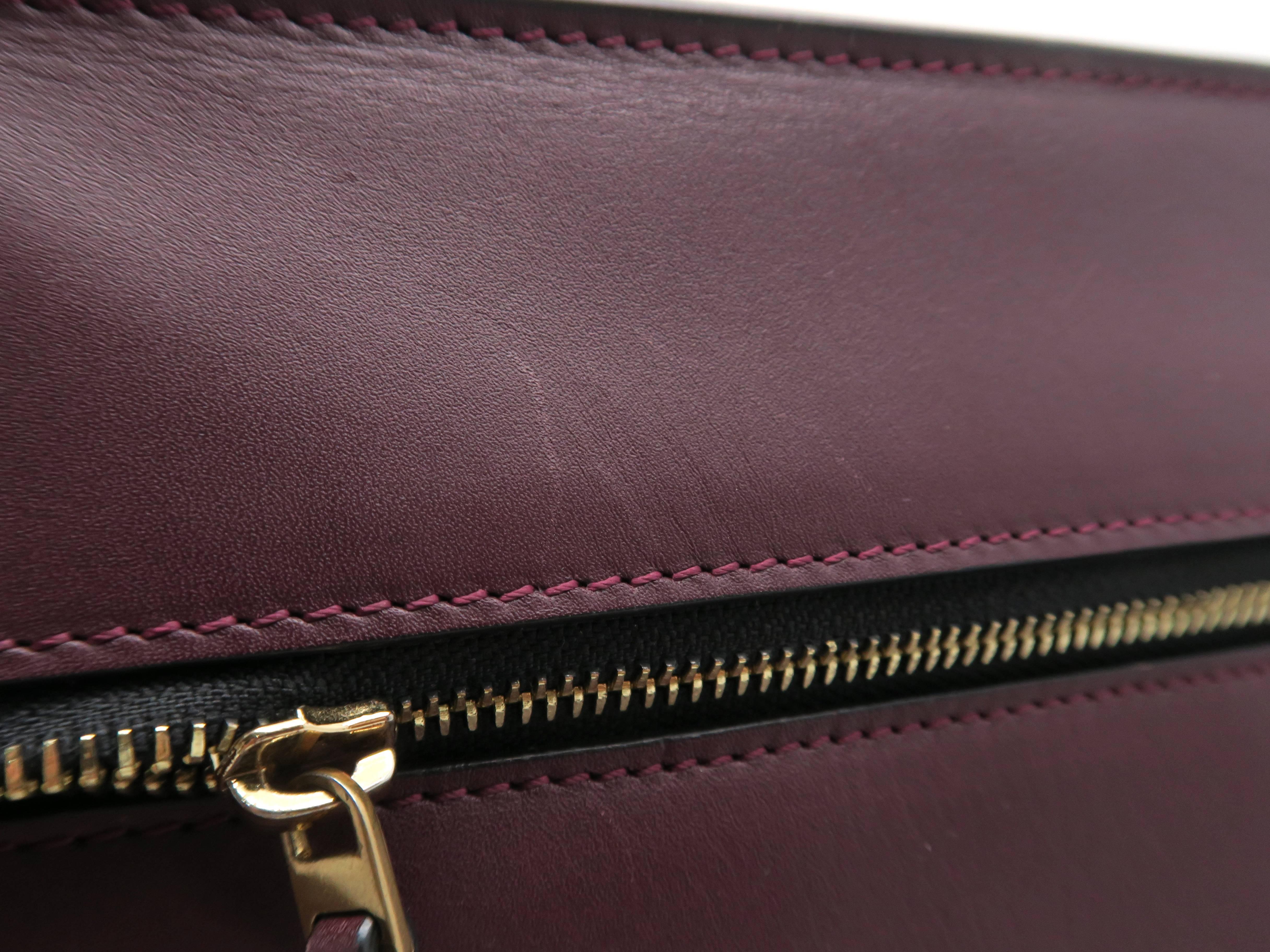 Celine Edge Wine Red Calfskin Leather Shoulder Bag 4