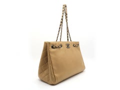 Chanel Brown Caviar Leather Silver Metal Chain Shoulder Bag