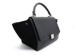 Celine Trapeze Black Calfskin Leather Satchel Bag