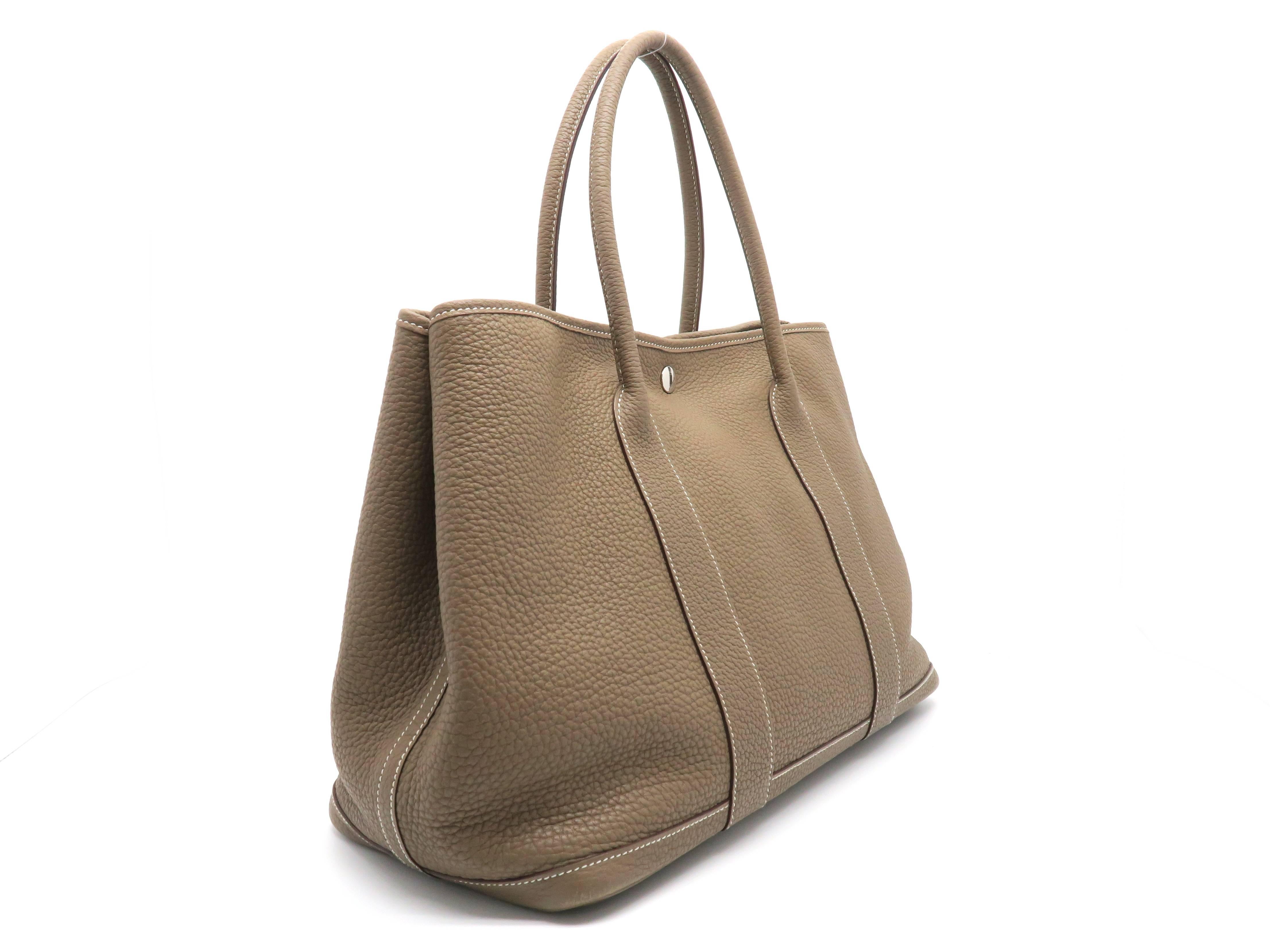 Color: Etoupe (designer color)

Material: Taurillon Clemence Leather

Condition: Rank A
Overall: Good, few minor defects
Surface: Good
Corners: Minor Scratches 
Edges: Good
Handles/Straps: Good
Hardware: Good

Dimensions: W36 × H26 ×