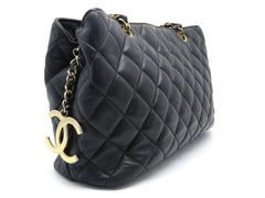 Chanel Black Quilting Lambskin Leather Gold Metal Chain Shoulder Bag