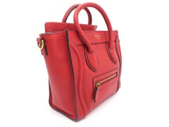 Celine Nano Luggage Red Calfskin Leather Satchel Bag
