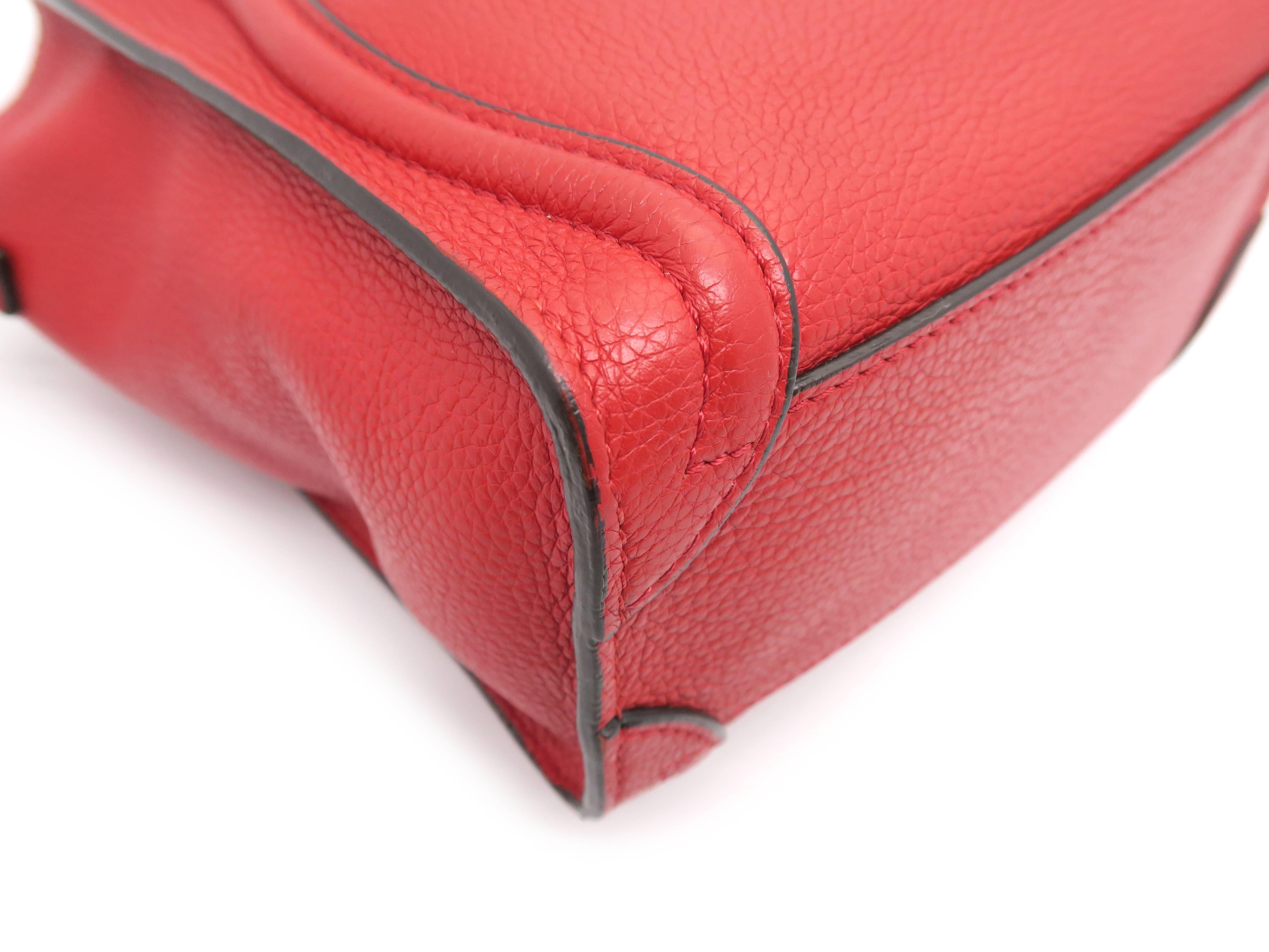 Celine Nano Luggage Red Calfskin Leather Satchel Bag For Sale 3