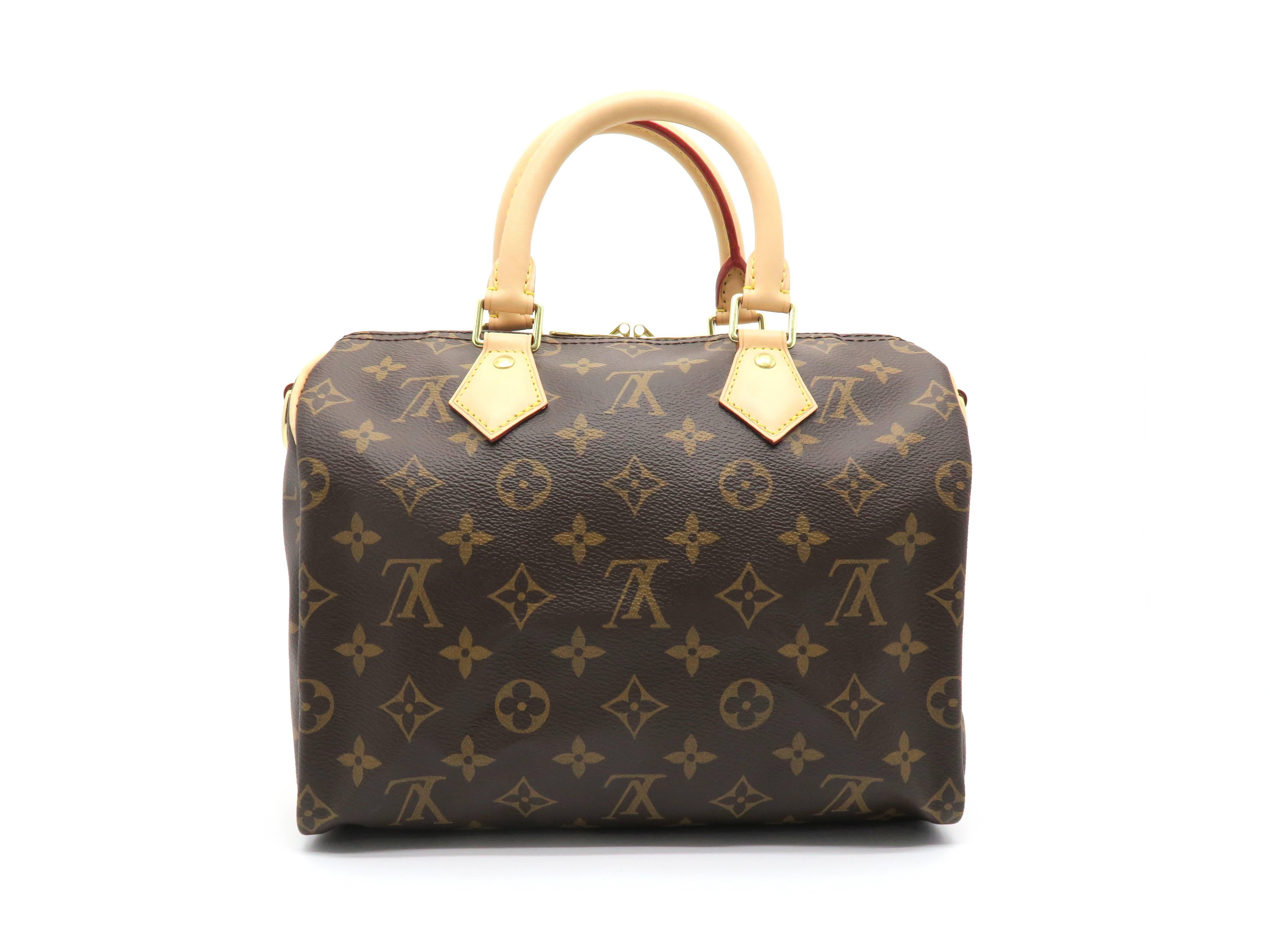 Black Louis Vuitton Speedy 25 Bandouliere  Brown Monogram Canvas Top Handle Bag
